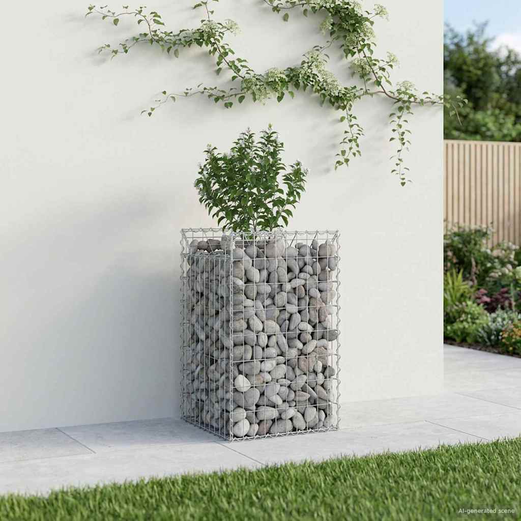 Gabionen-Hochbeet 50 x 50 x 80 cm Verzinkter Stahl Silber