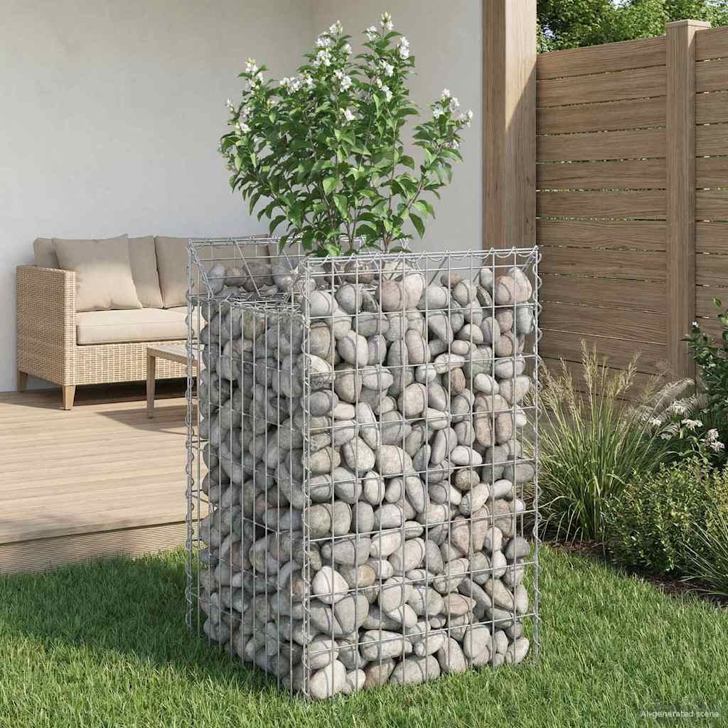 Gabionen-Hochbeet 50 x 50 x 80 cm Verzinkter Stahl Silber