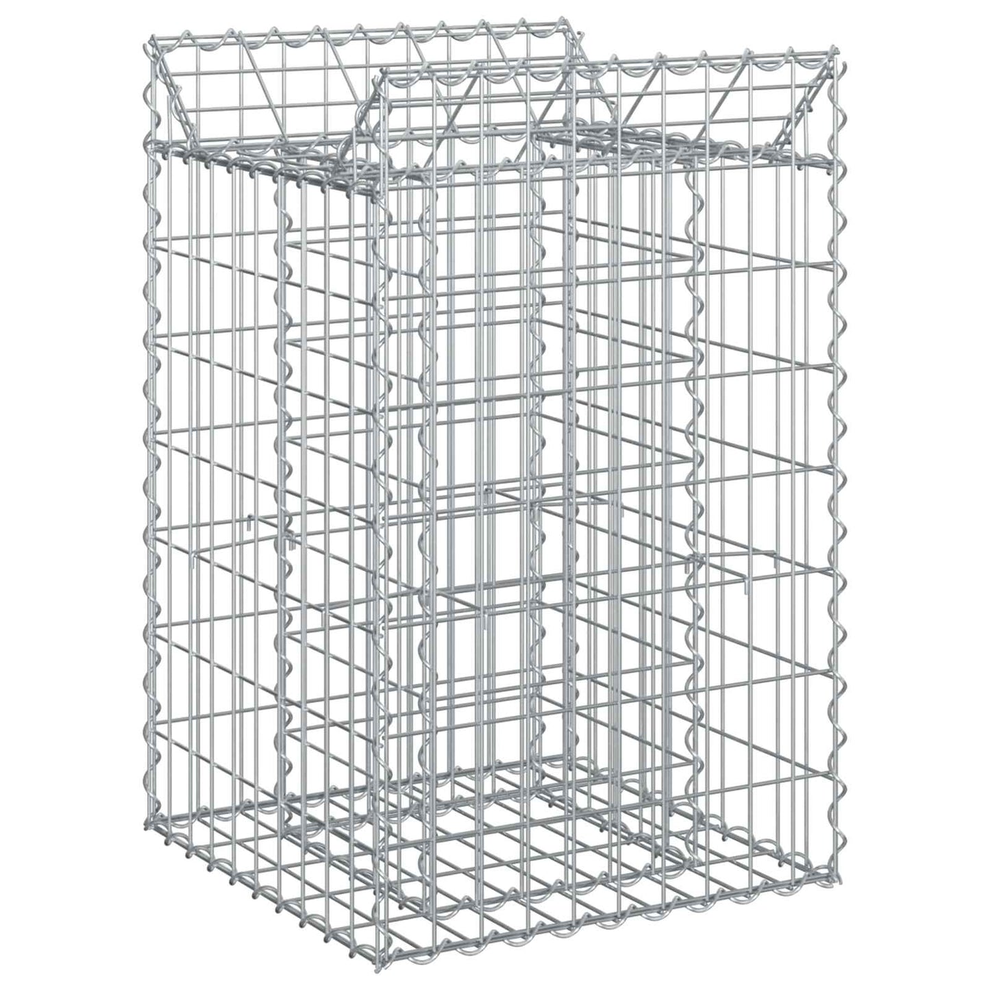 Gabionen-Hochbeet 50 x 50 x 80 cm Verzinkter Stahl Silber
