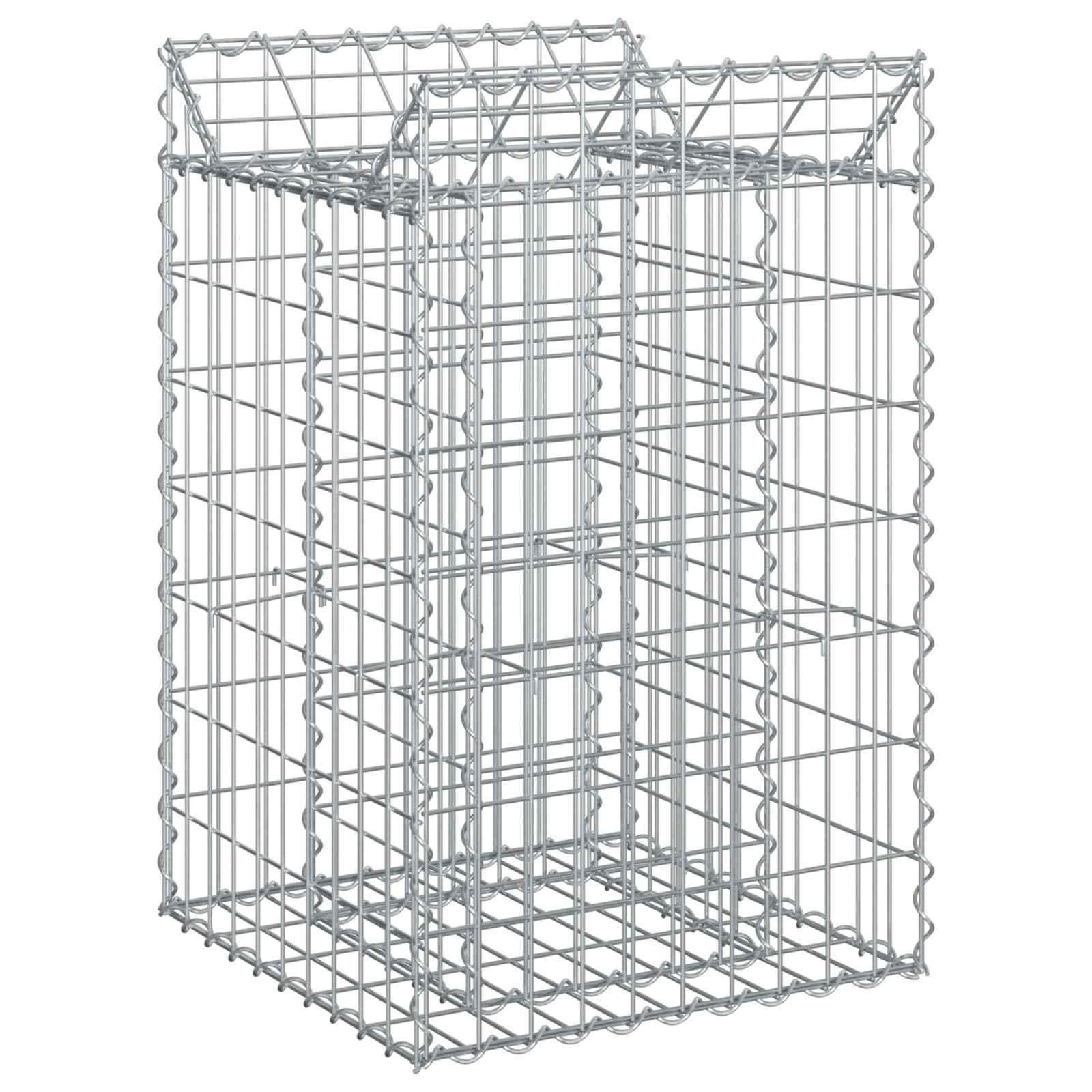 Gabionen-Hochbeet 50 x 50 x 80 cm Verzinkter Stahl Silber