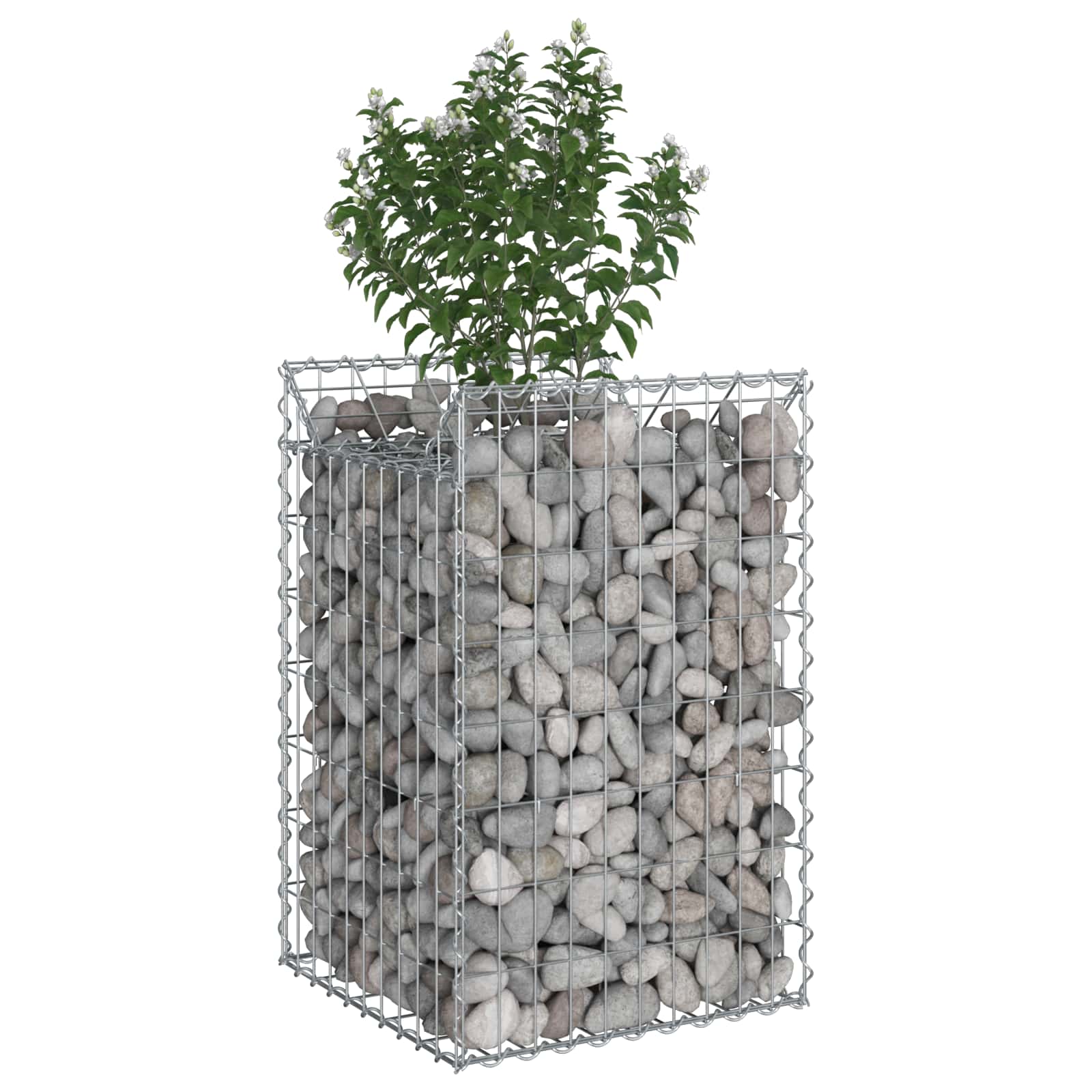 Gabionen-Hochbeet 50 x 50 x 80 cm Verzinkter Stahl Silber