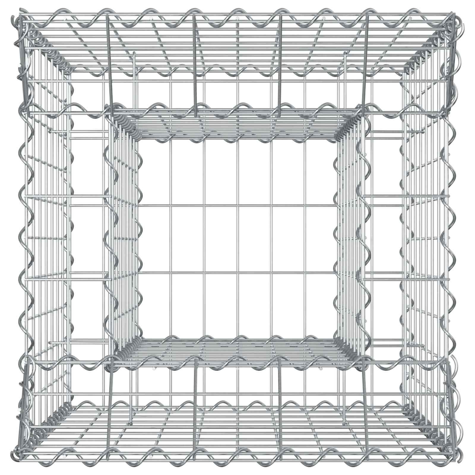 Gabionen-Hochbeet 50 x 50 x 80 cm Verzinkter Stahl Silber