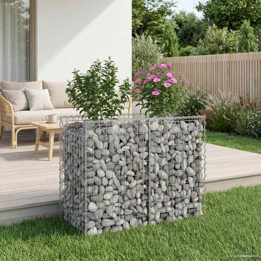 Gabionen-Hochbeet 100 x 50 x 80 cm Verzinkter Stahl Silber