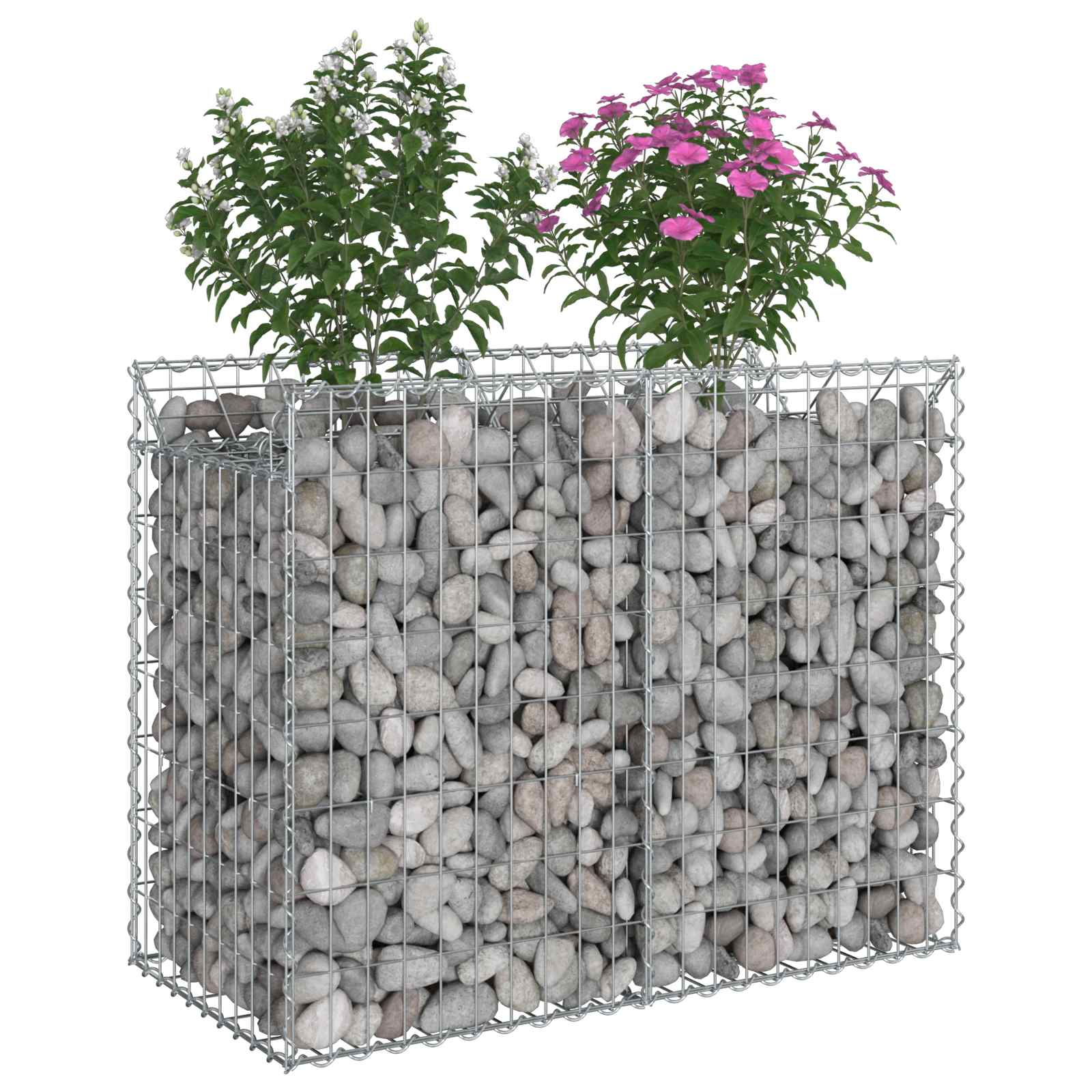 Gabionen-Hochbeet 100 x 50 x 80 cm Verzinkter Stahl Silber