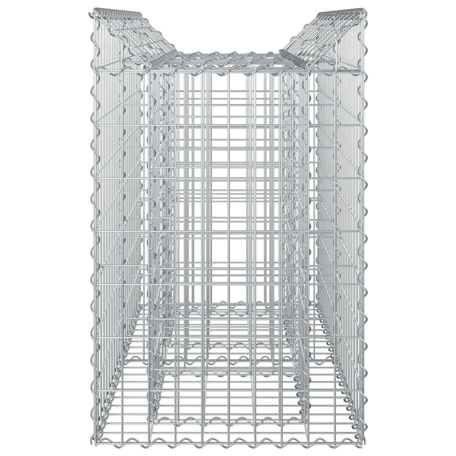 Gabionen-Hochbeet 100 x 50 x 80 cm Verzinkter Stahl Silber