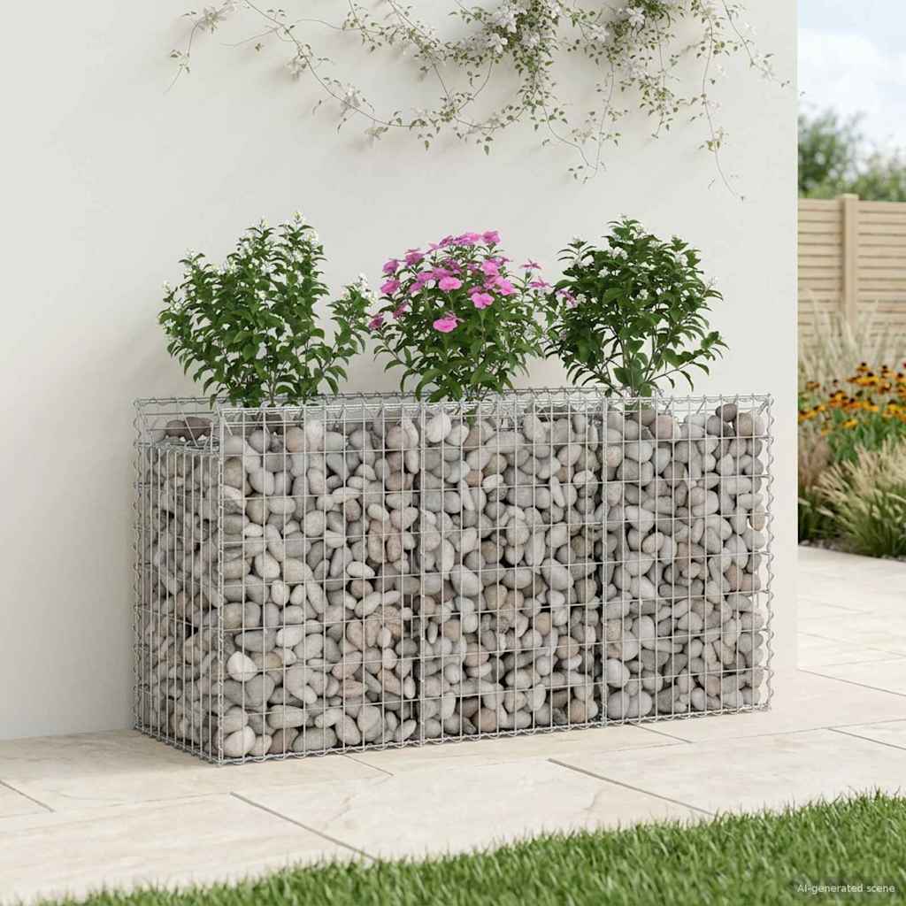 Gabionen-Hochbeet 150 x 50 x 80 cm Verzinkter Stahl Silber