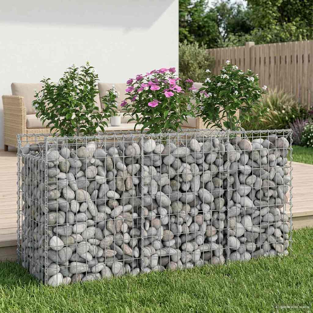Gabionen-Hochbeet 150 x 50 x 80 cm Verzinkter Stahl Silber