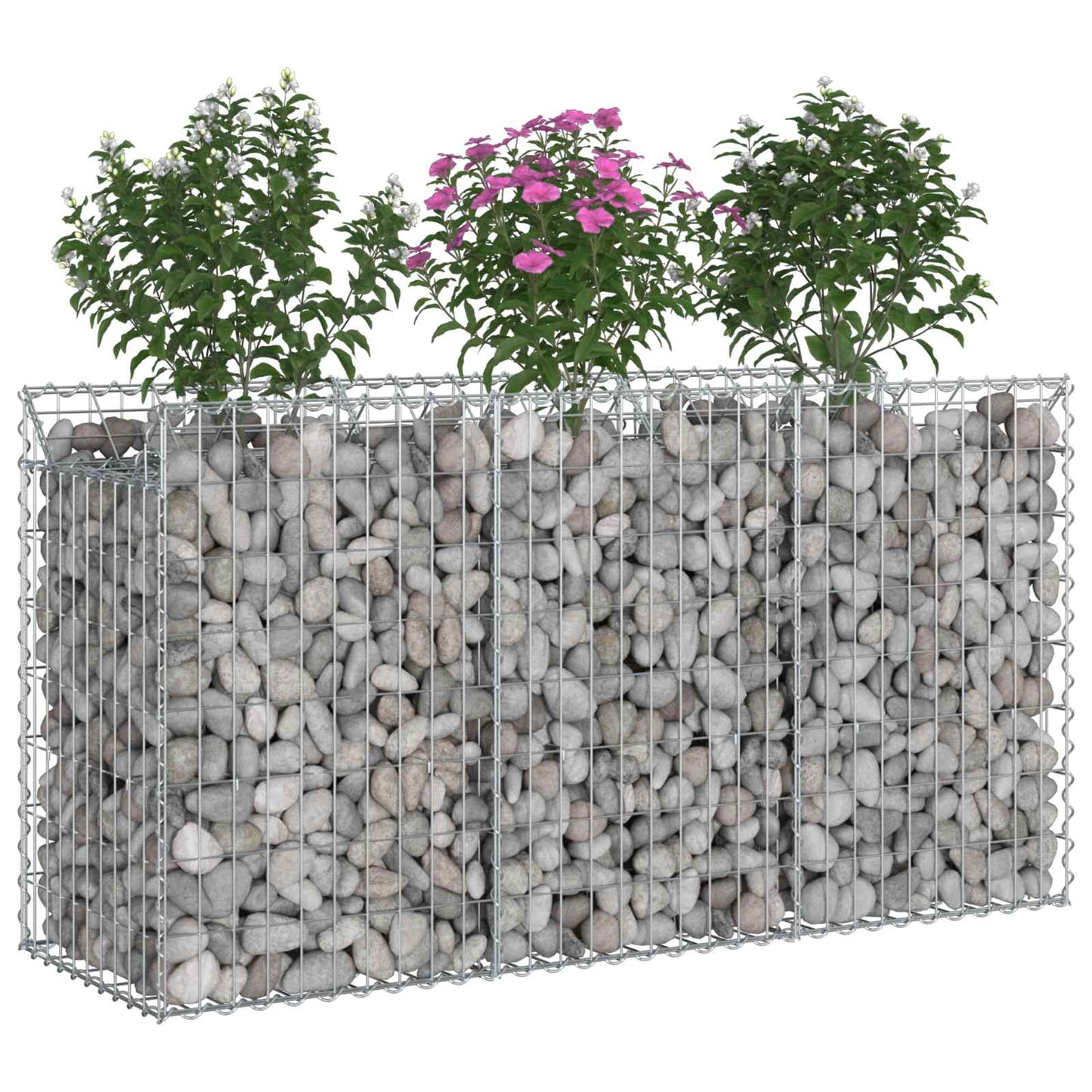 Gabionen-Hochbeet 150 x 50 x 80 cm Verzinkter Stahl Silber