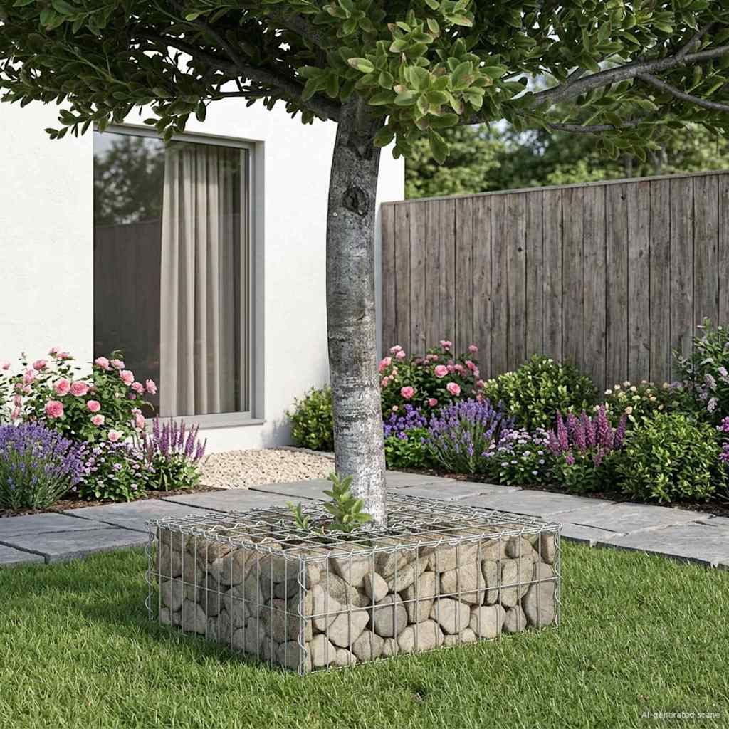 Gabionen Hochbeet 60 x 60 x 20 cm Verzinkter Stahl Silber