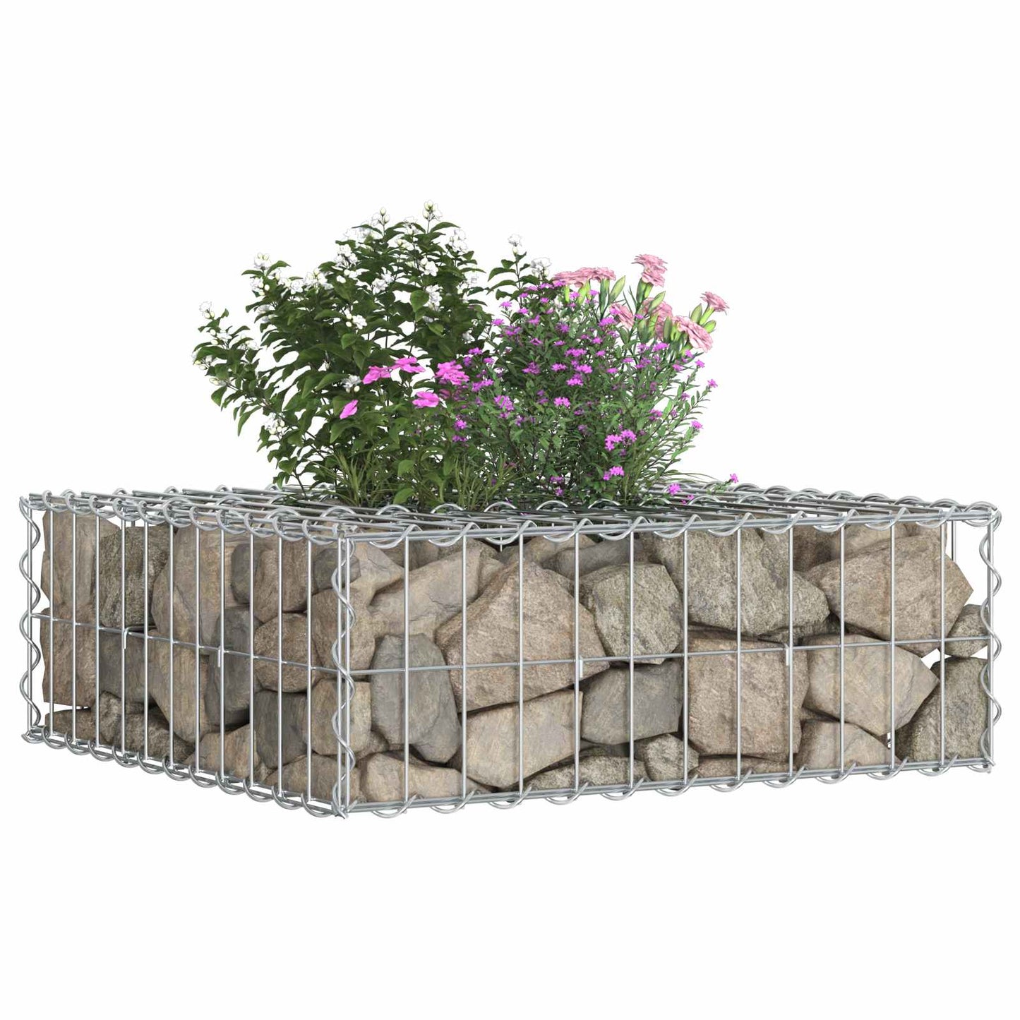 Gabionen Hochbeet 60 x 60 x 20 cm Verzinkter Stahl Silber