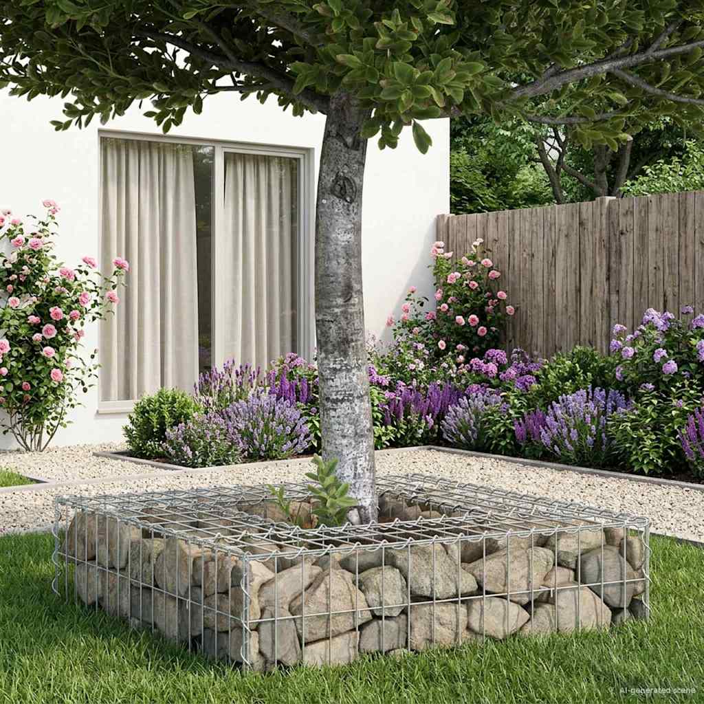 Gabionen Hochbeet 80 x 80 x 20 cm Verzinkter Stahl Silber