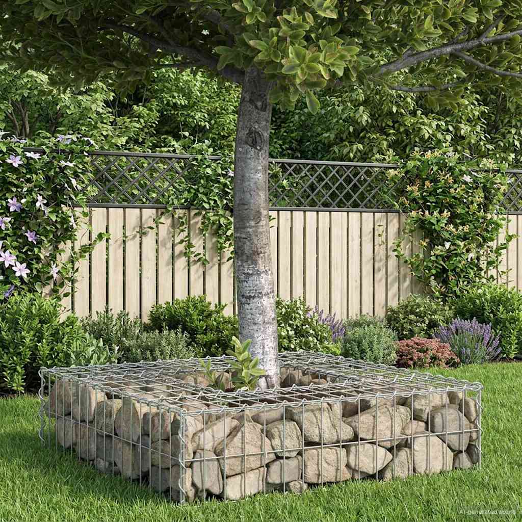 Gabionen Hochbeet 80 x 80 x 20 cm Verzinkter Stahl Silber