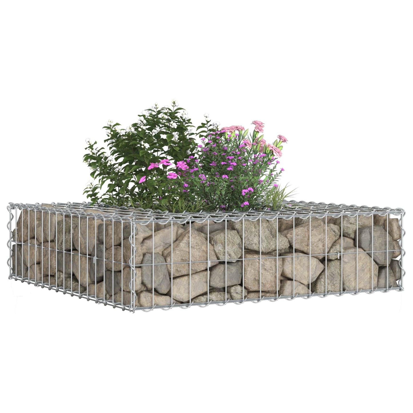 Gabionen Hochbeet 80 x 80 x 20 cm Verzinkter Stahl Silber