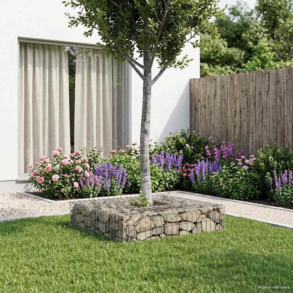 Gabionen Hochbeet 100 x 100 x 20 cm Verzinkter Stahl Silber