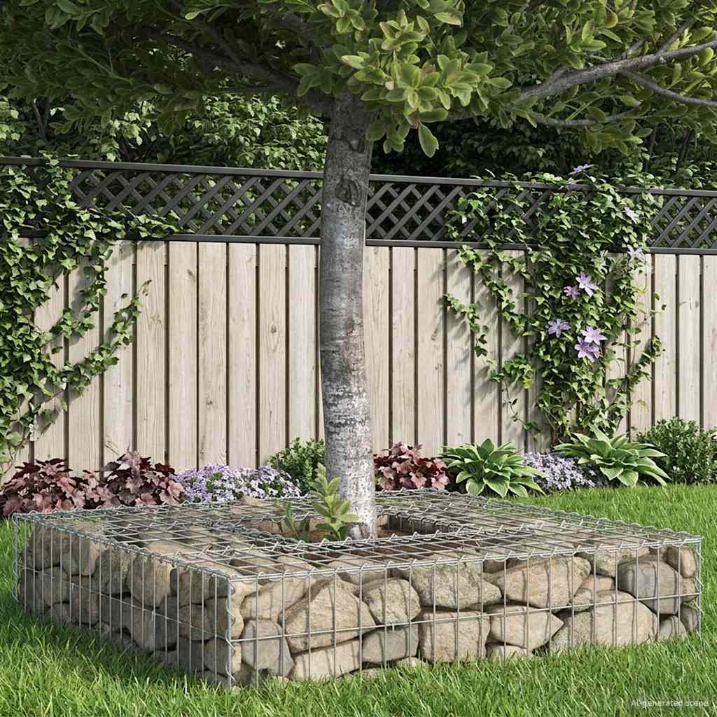 Gabionen Hochbeet 100 x 100 x 20 cm Verzinkter Stahl Silber