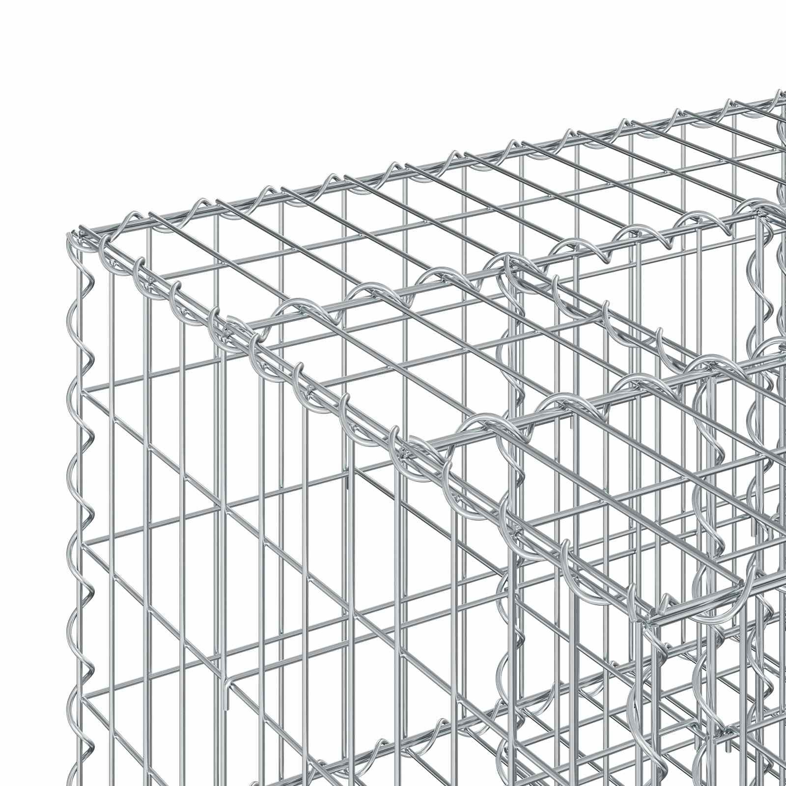 Gabionen Hochbeet 60 x 60 x 40 cm Verzinkter Stahl Silber