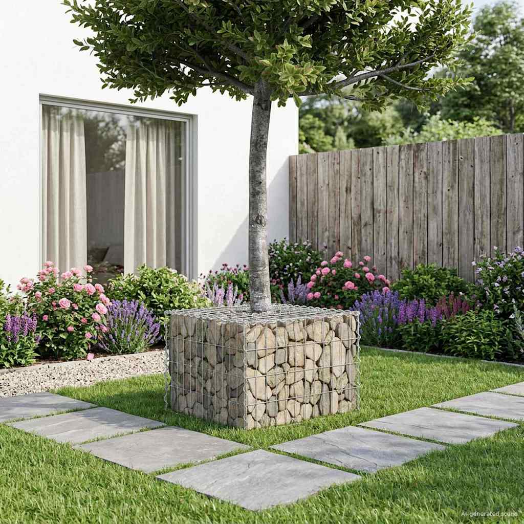 Gabionen Hochbeet 60 x 60 x 40 cm Verzinkter Stahl Silber