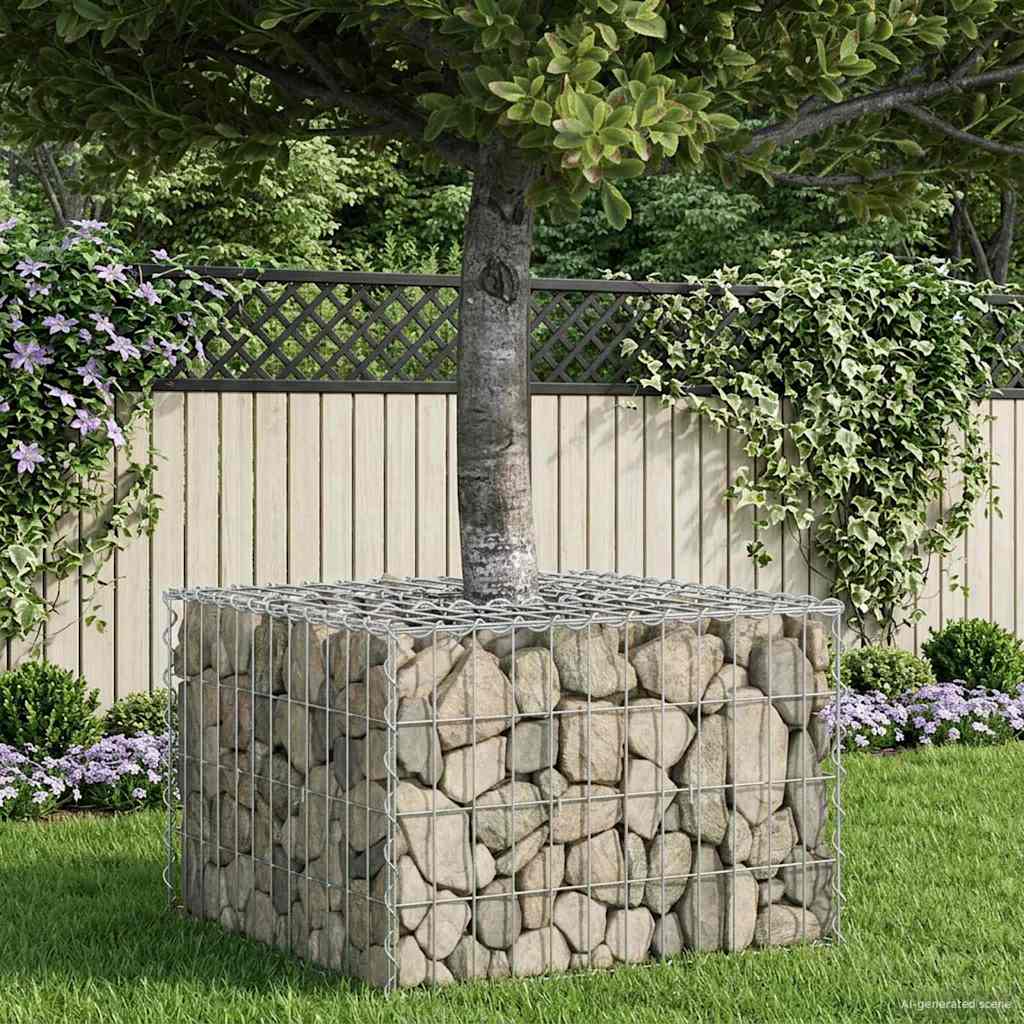 Gabionen Hochbeet 60 x 60 x 40 cm Verzinkter Stahl Silber