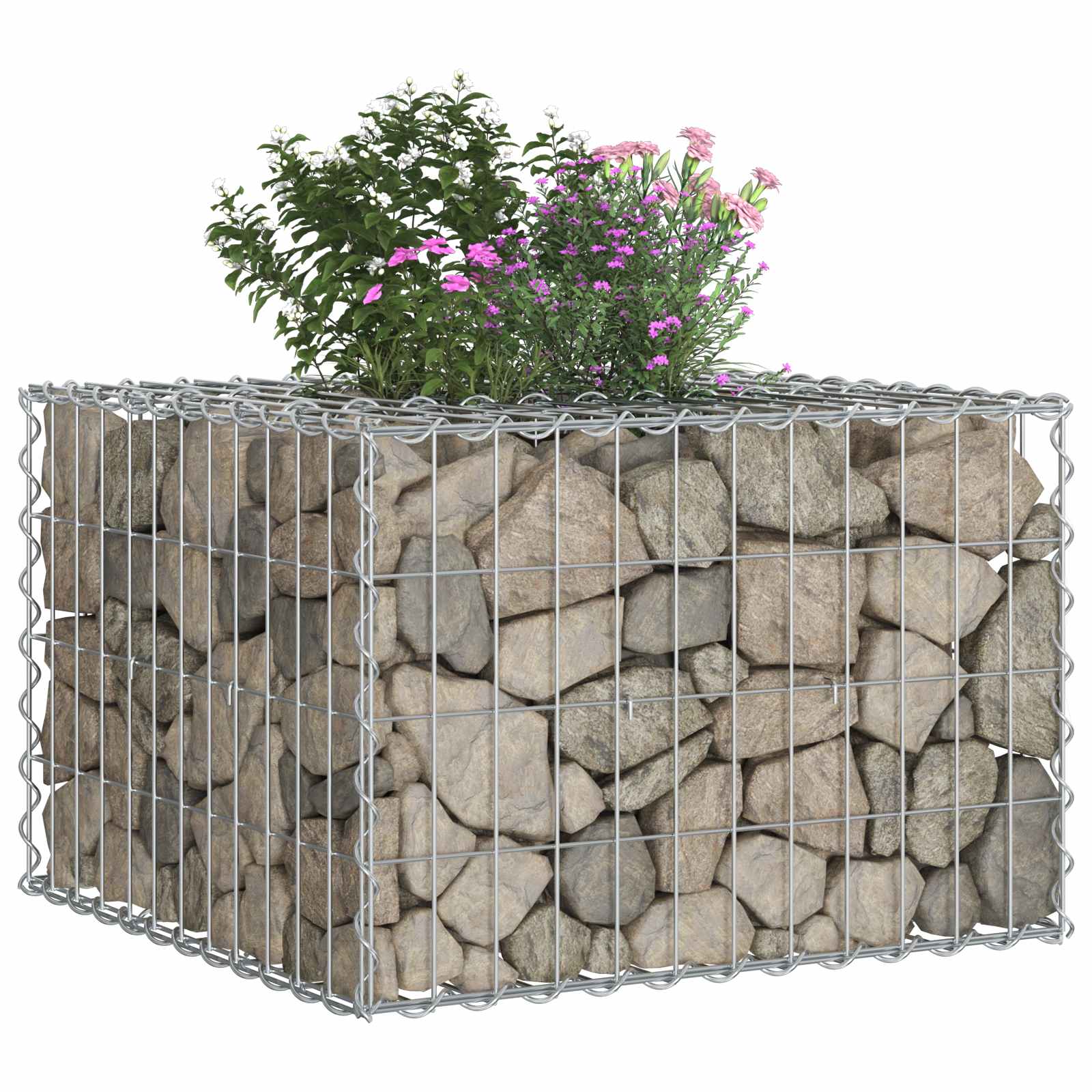 Gabionen Hochbeet 60 x 60 x 40 cm Verzinkter Stahl Silber