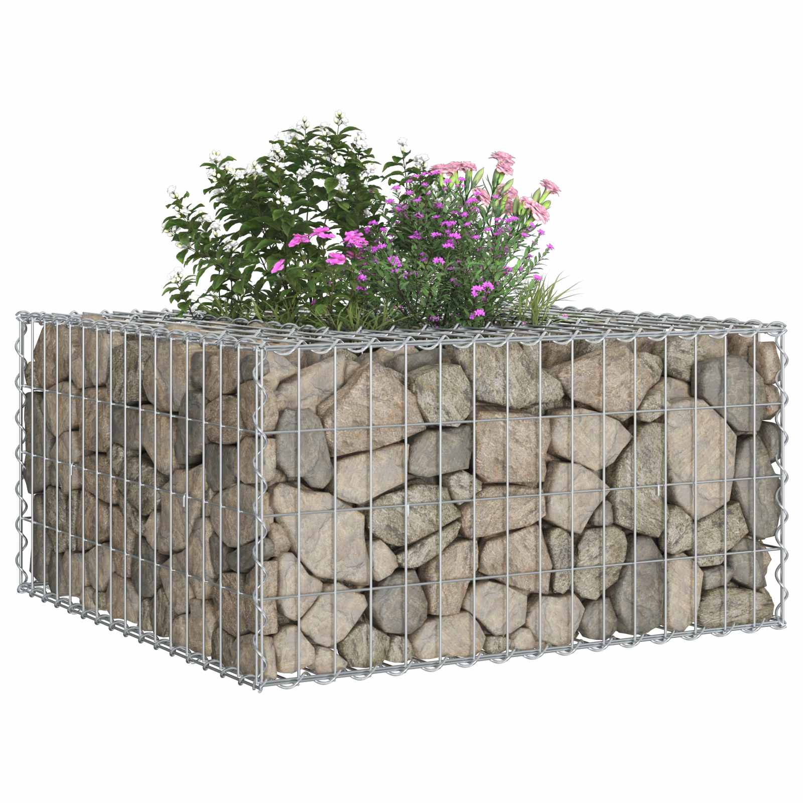 Gabionen Hochbeet 80 x 80 x 40 cm Verzinkter Stahl Silber