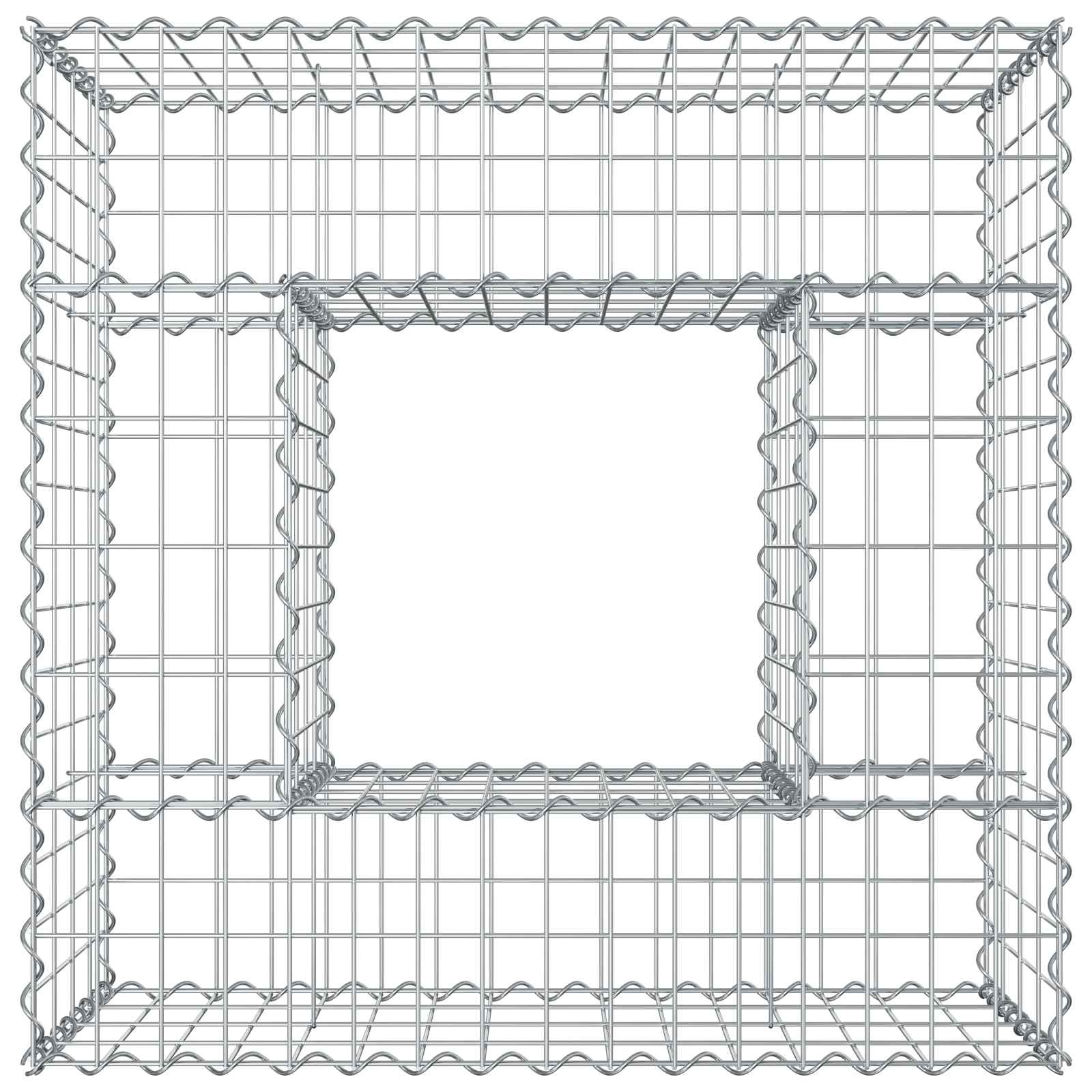 Gabionen Hochbeet 80 x 80 x 40 cm Verzinkter Stahl Silber