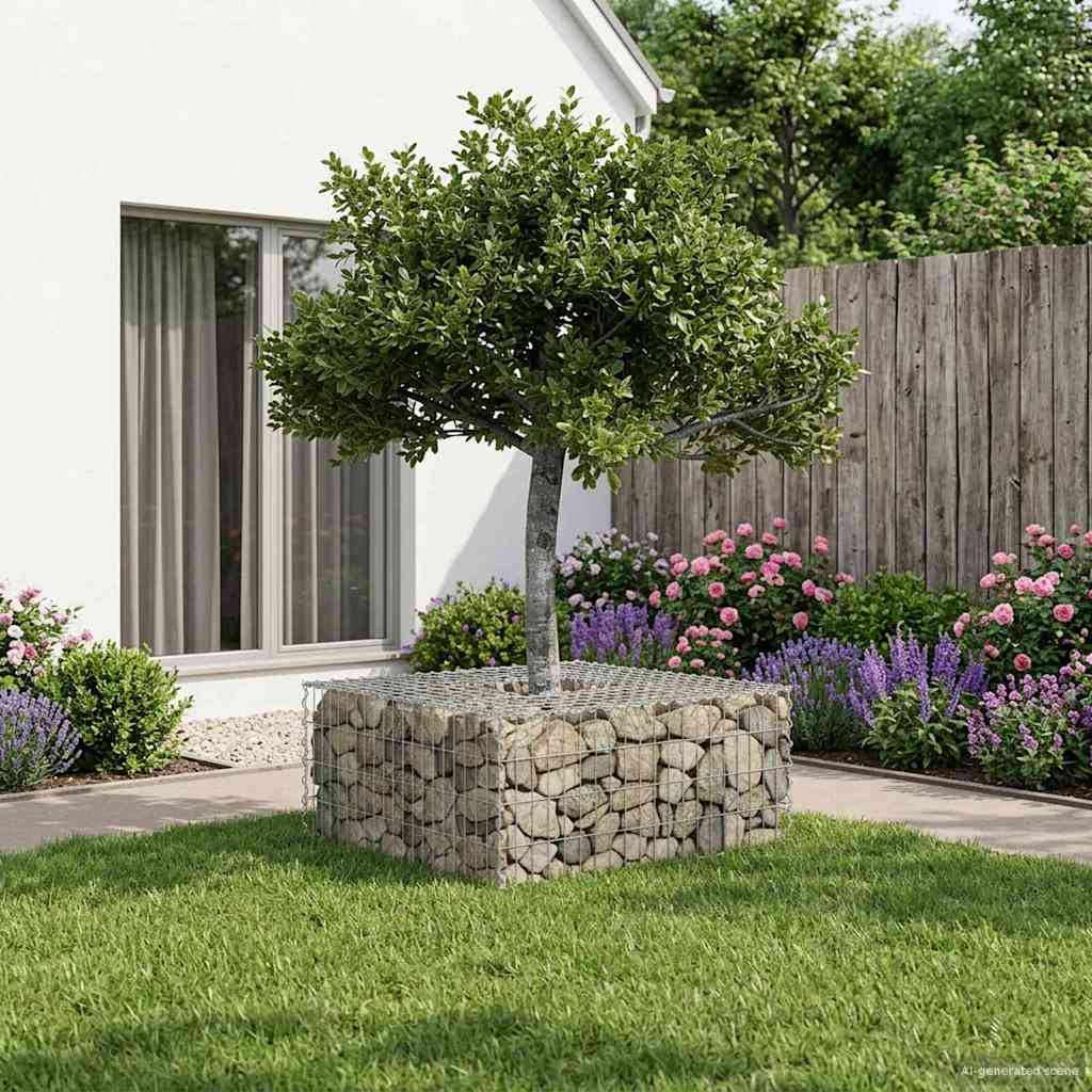Gabionen Hochbeet 100 x 100 x 40 cm Verzinkter Stahl Silber