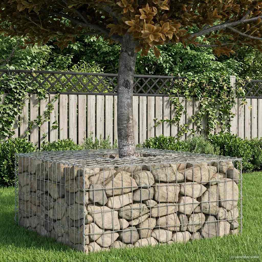 Gabionen Hochbeet 100 x 100 x 40 cm Verzinkter Stahl Silber