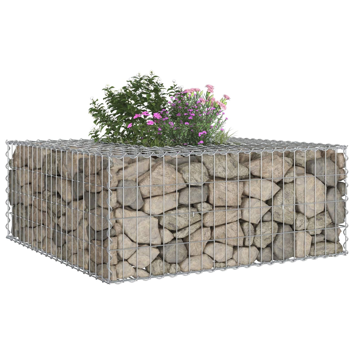 Gabionen Hochbeet 100 x 100 x 40 cm Verzinkter Stahl Silber