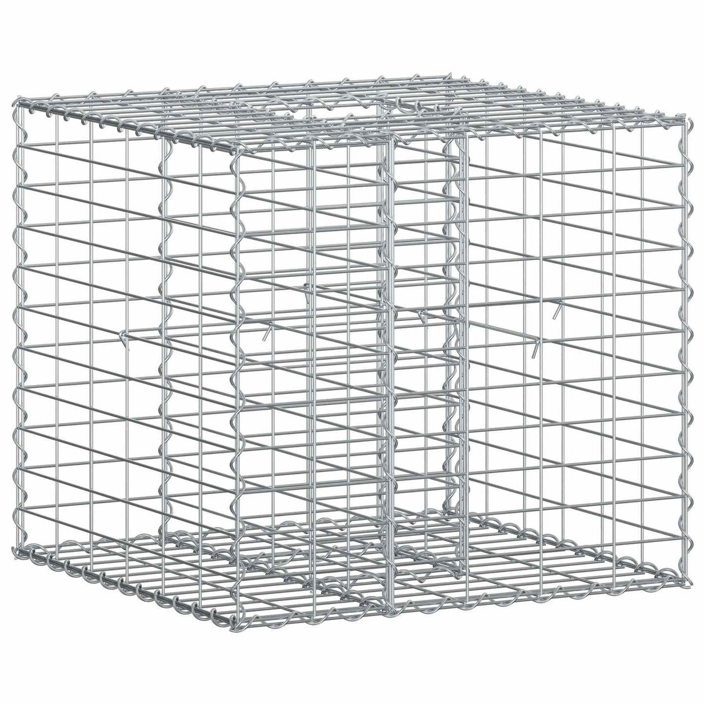 Gabionen-Hochbeet 60 x 60 x 55 cm Verzinkter Stahl Silber