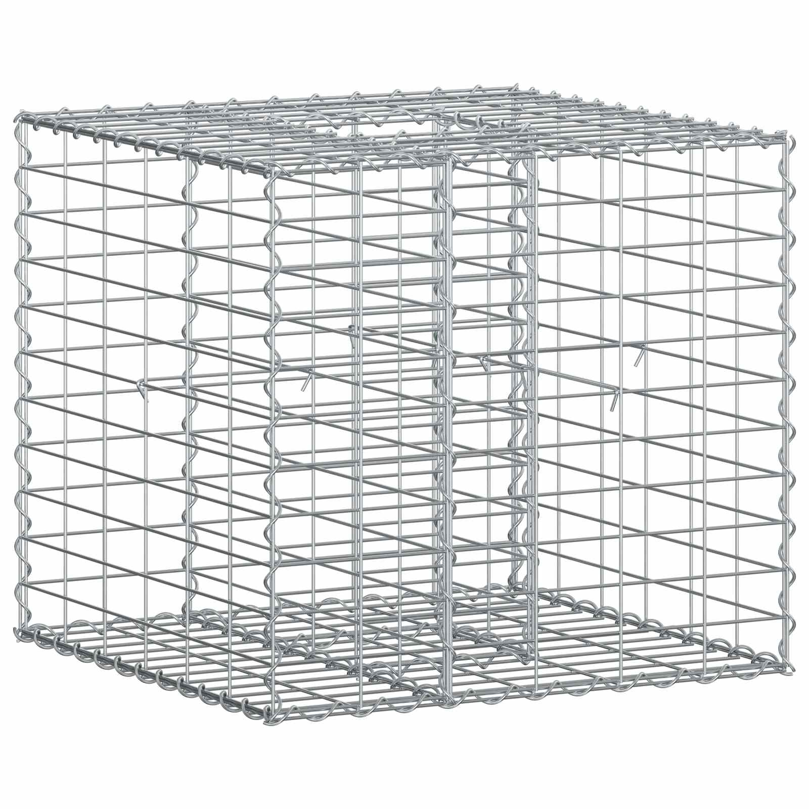 Gabionen-Hochbeet 60 x 60 x 55 cm Verzinkter Stahl Silber