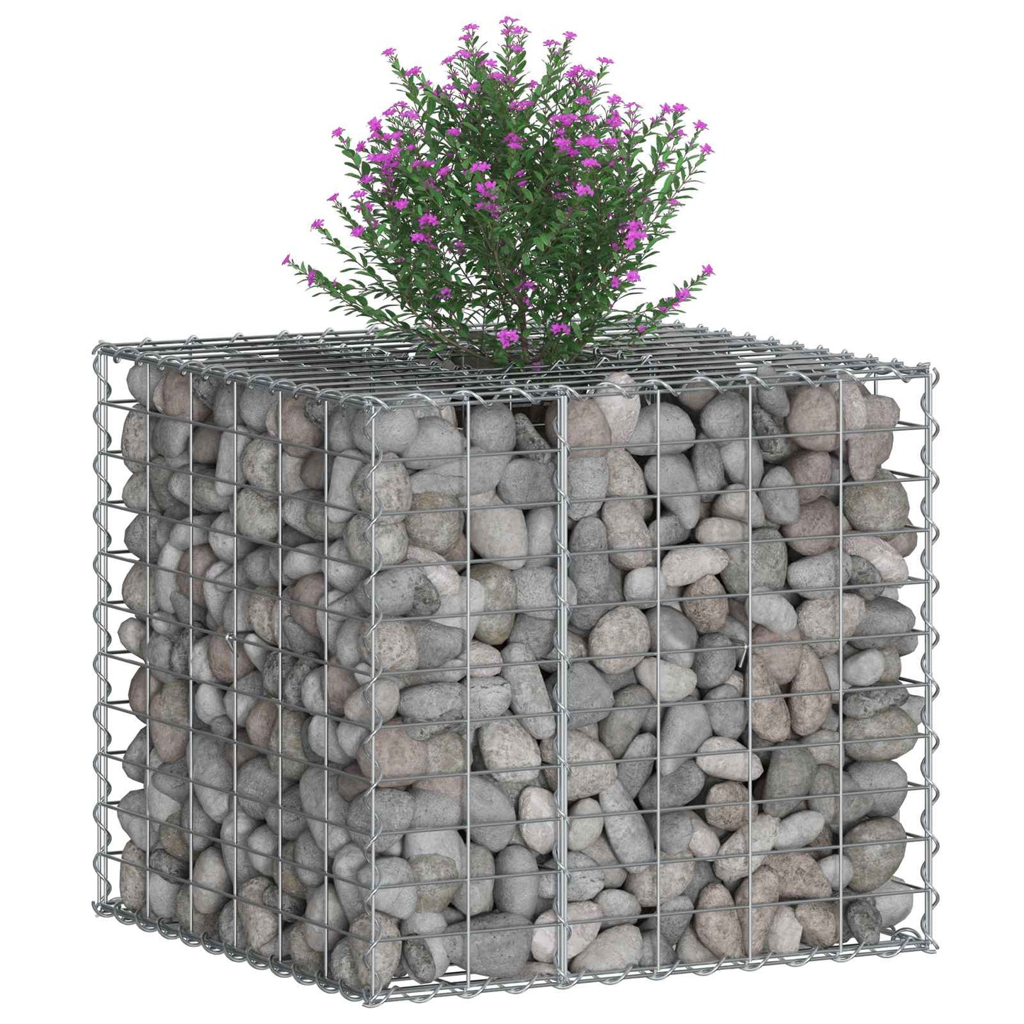 Gabionen-Hochbeet 60 x 60 x 55 cm Verzinkter Stahl Silber