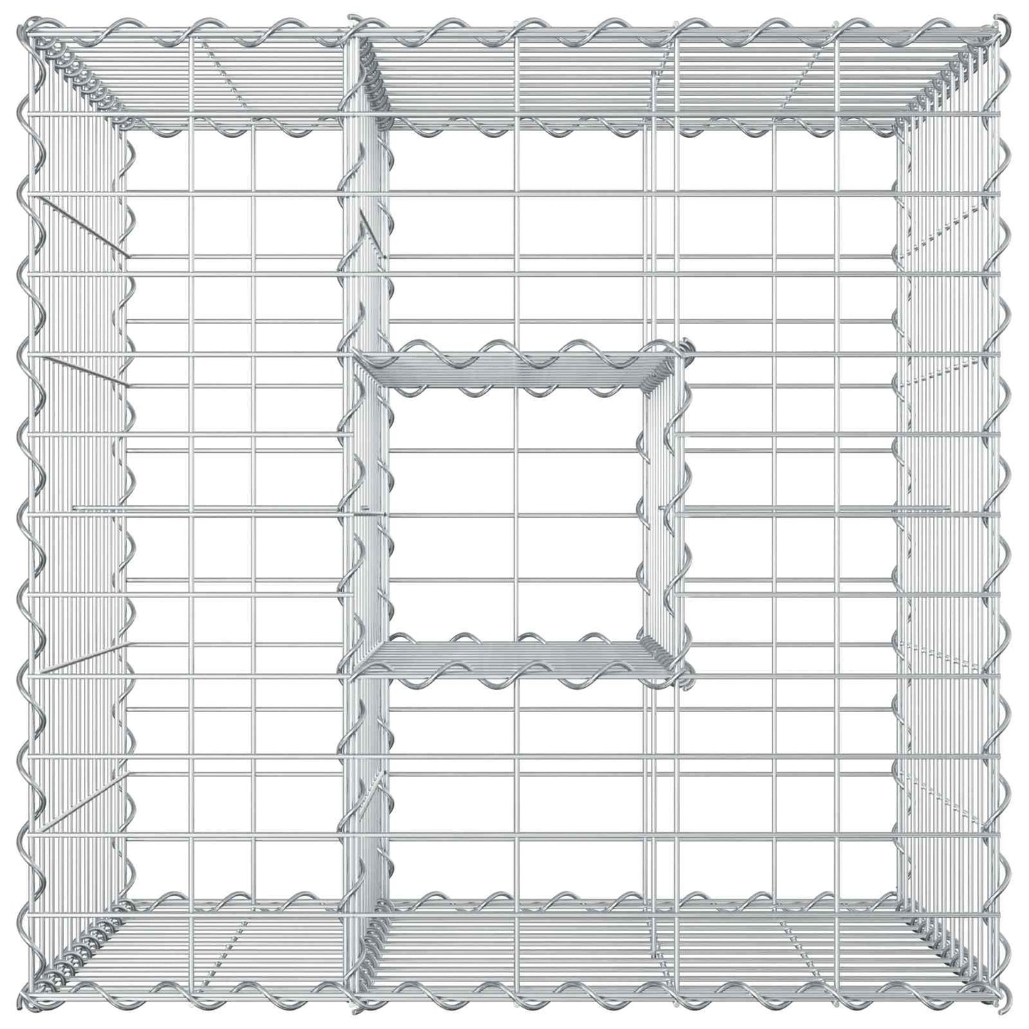 Gabionen-Hochbeet 60 x 60 x 55 cm Verzinkter Stahl Silber