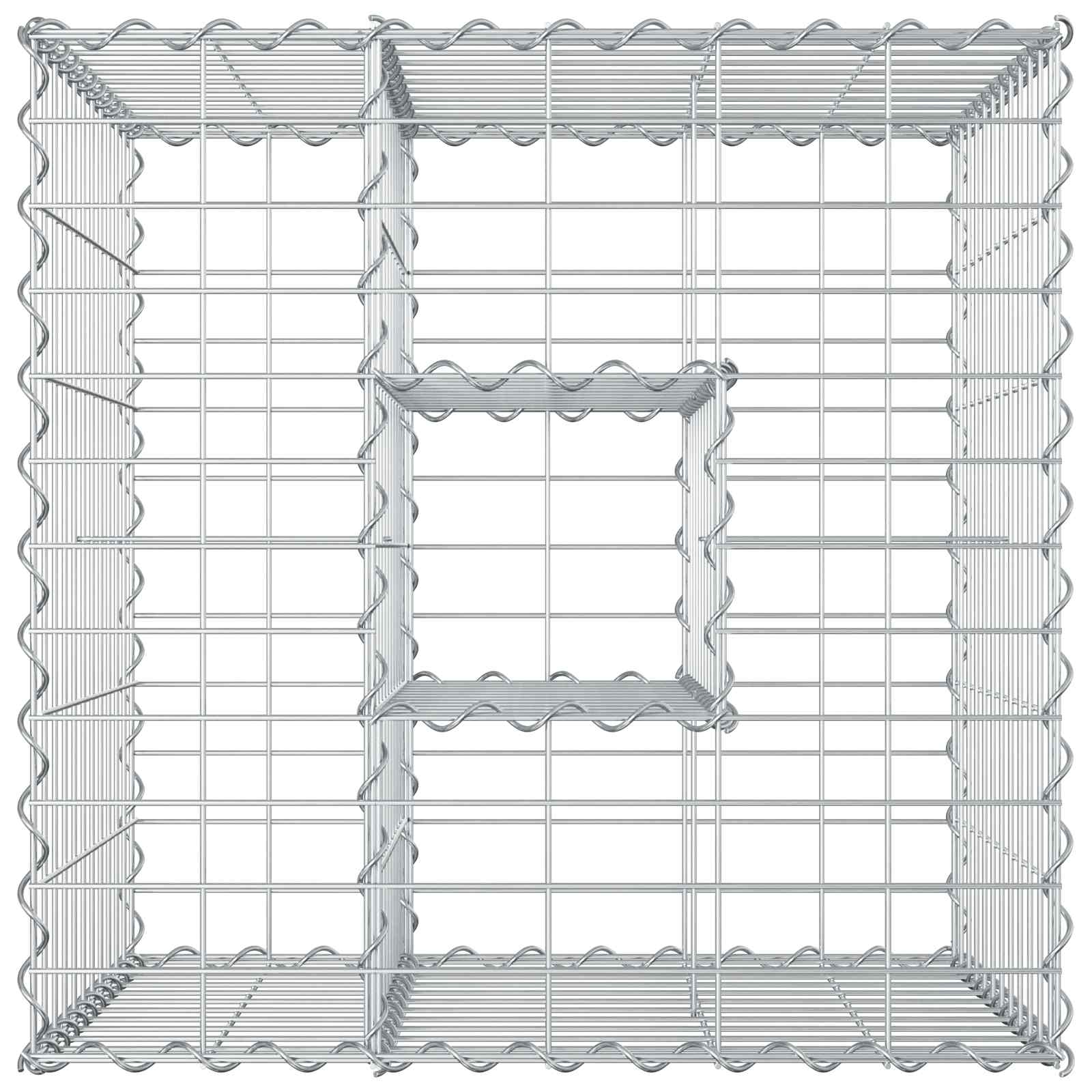 Gabionen-Hochbeet 60 x 60 x 55 cm Verzinkter Stahl Silber