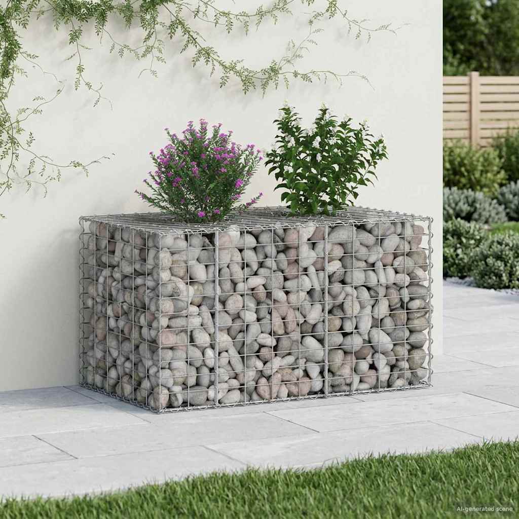 Gabionen-Hochbeet 100 x 60 x 55 cm Verzinkter Stahl Silber