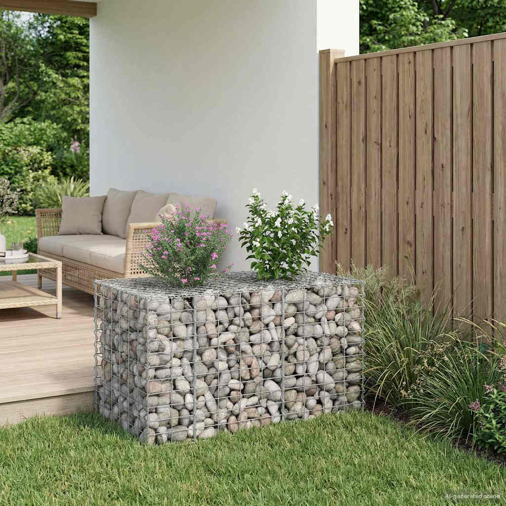 Gabionen-Hochbeet 100 x 60 x 55 cm Verzinkter Stahl Silber