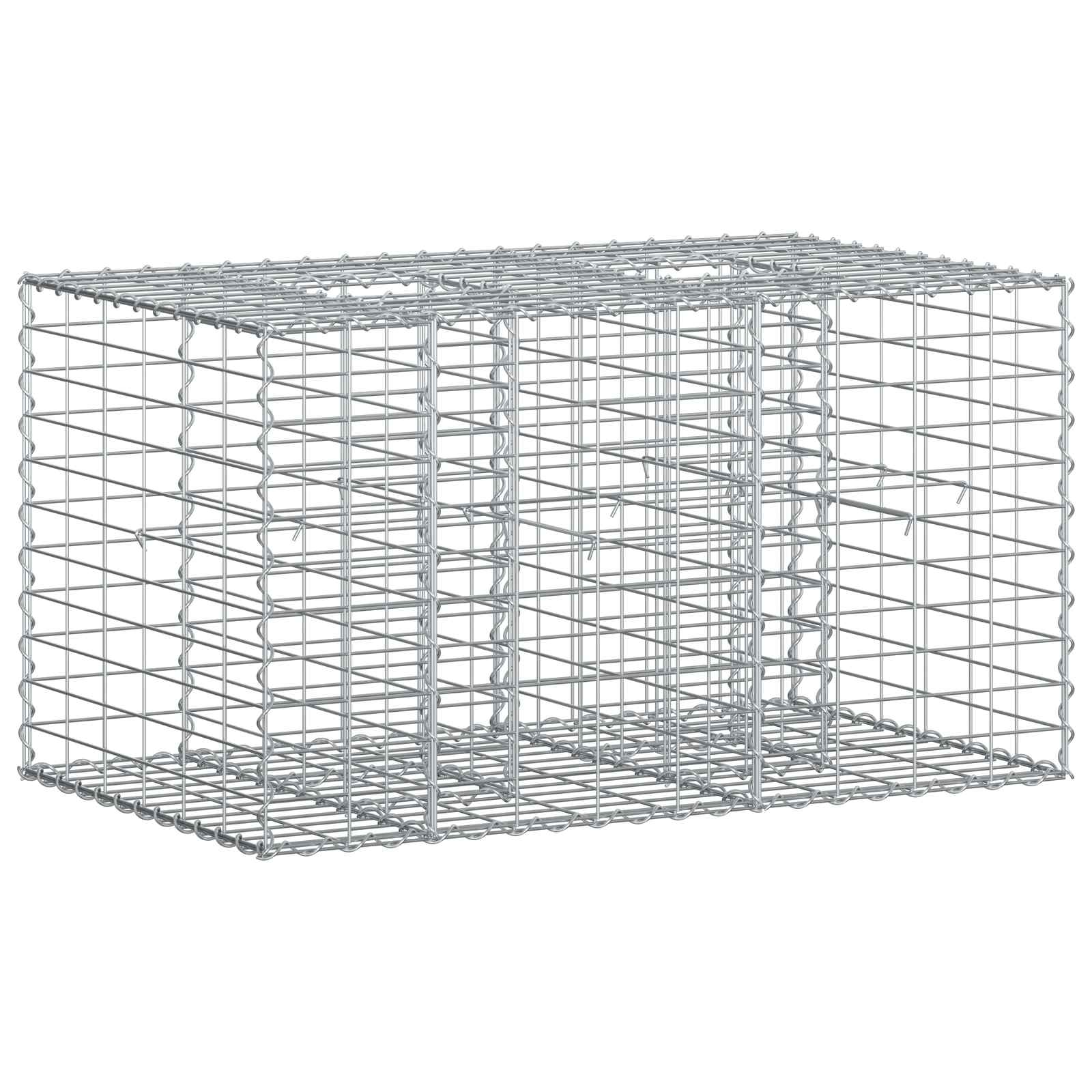 Gabionen-Hochbeet 100 x 60 x 55 cm Verzinkter Stahl Silber