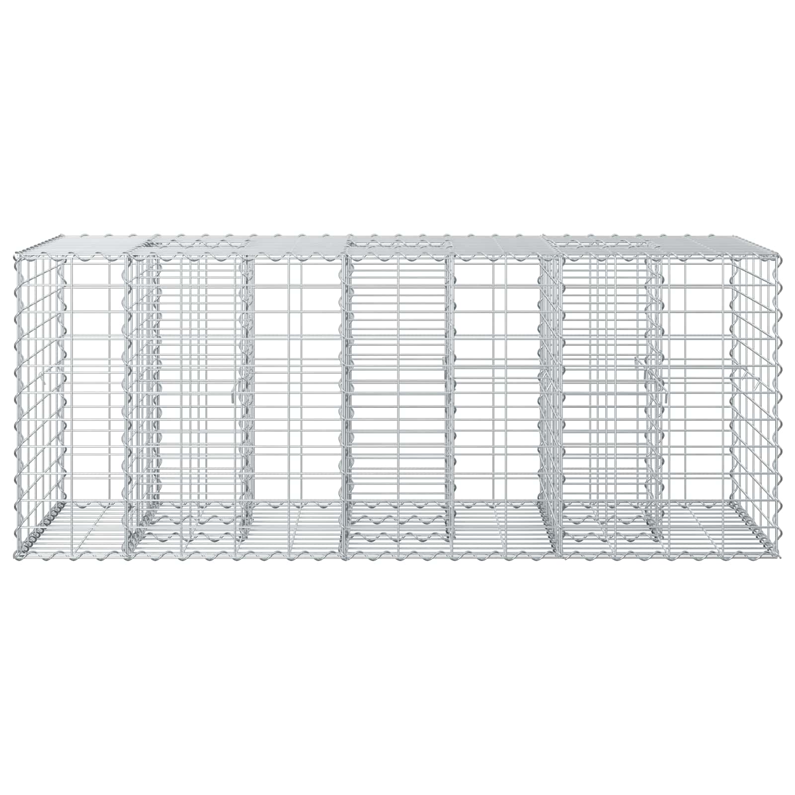 Gabionen-Hochbeet 140 x 60 x 55 cm Verzinkter Stahl Silber