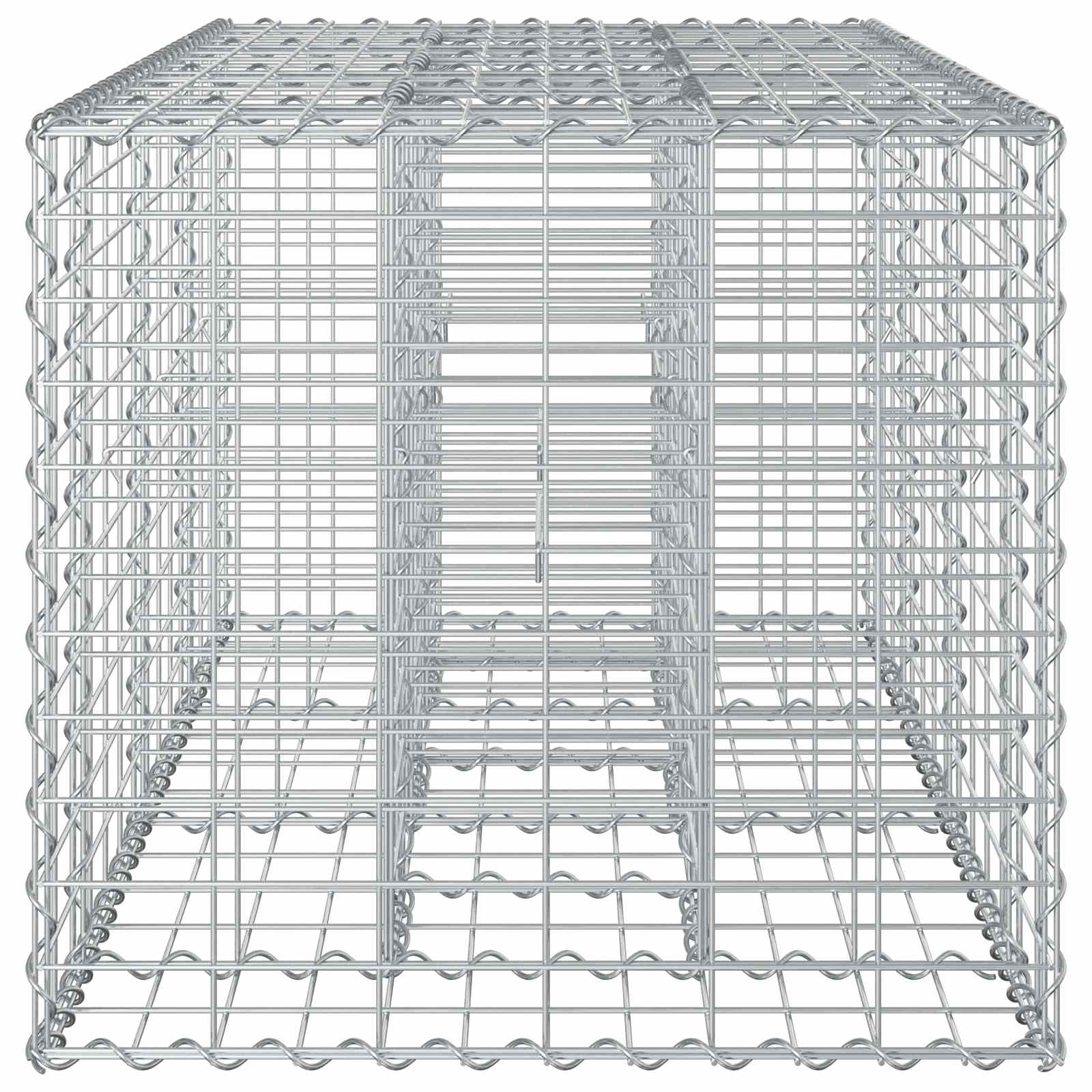 Gabionen-Hochbeet 140 x 60 x 55 cm Verzinkter Stahl Silber