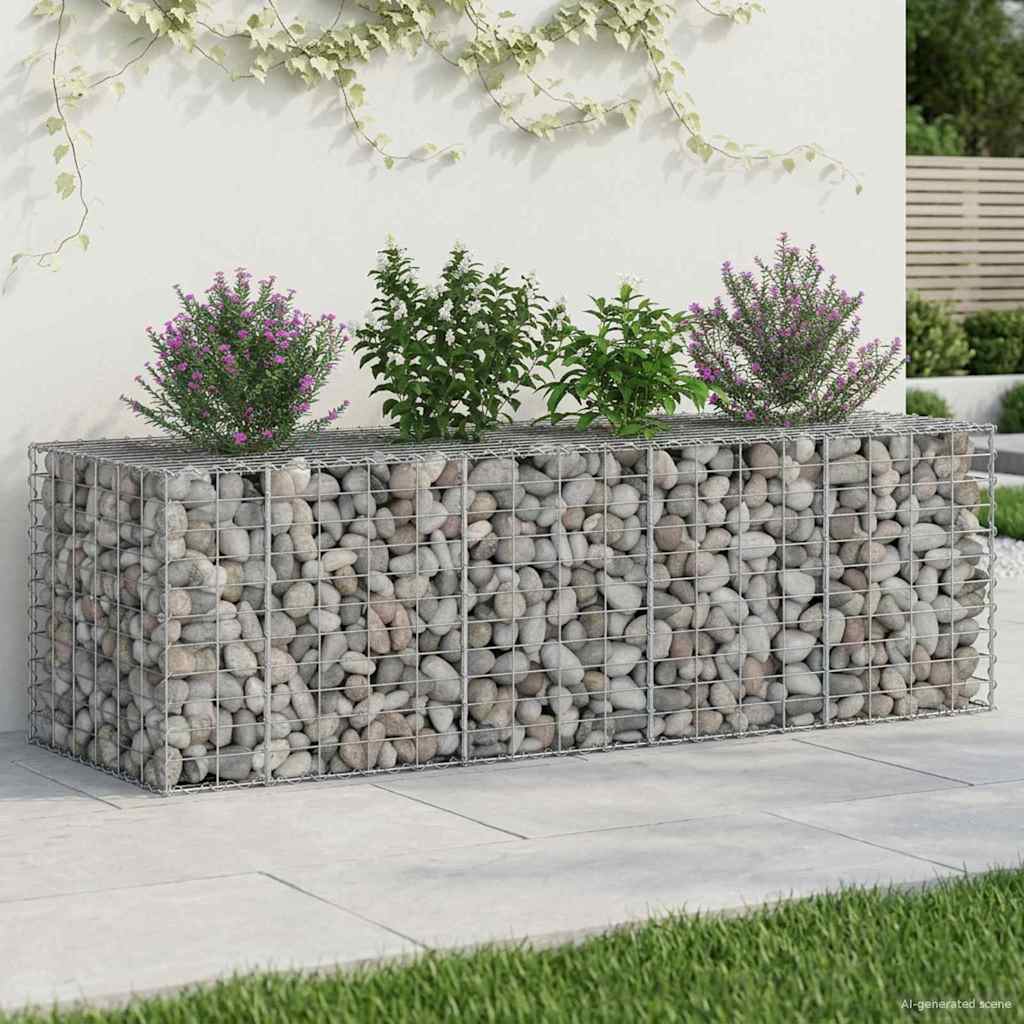 Gabionen-Hochbeet 180 x 60 x 55 cm Verzinkter Stahl Silber