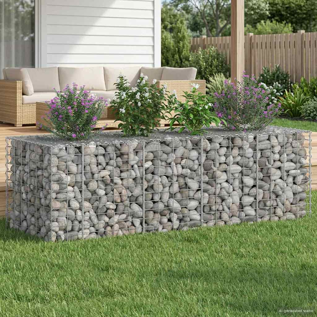 Gabionen-Hochbeet 180 x 60 x 55 cm Verzinkter Stahl Silber