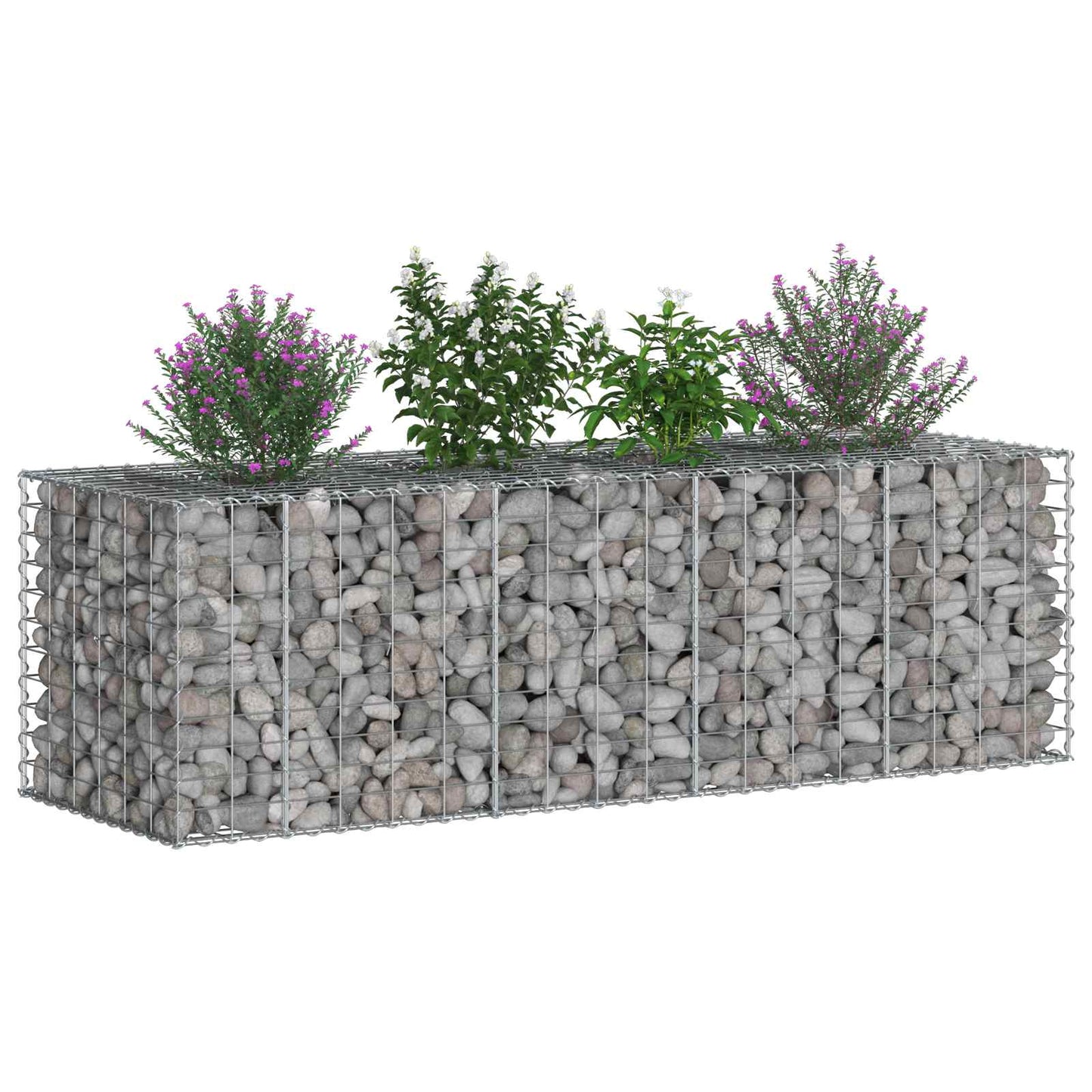 Gabionen-Hochbeet 180 x 60 x 55 cm Verzinkter Stahl Silber