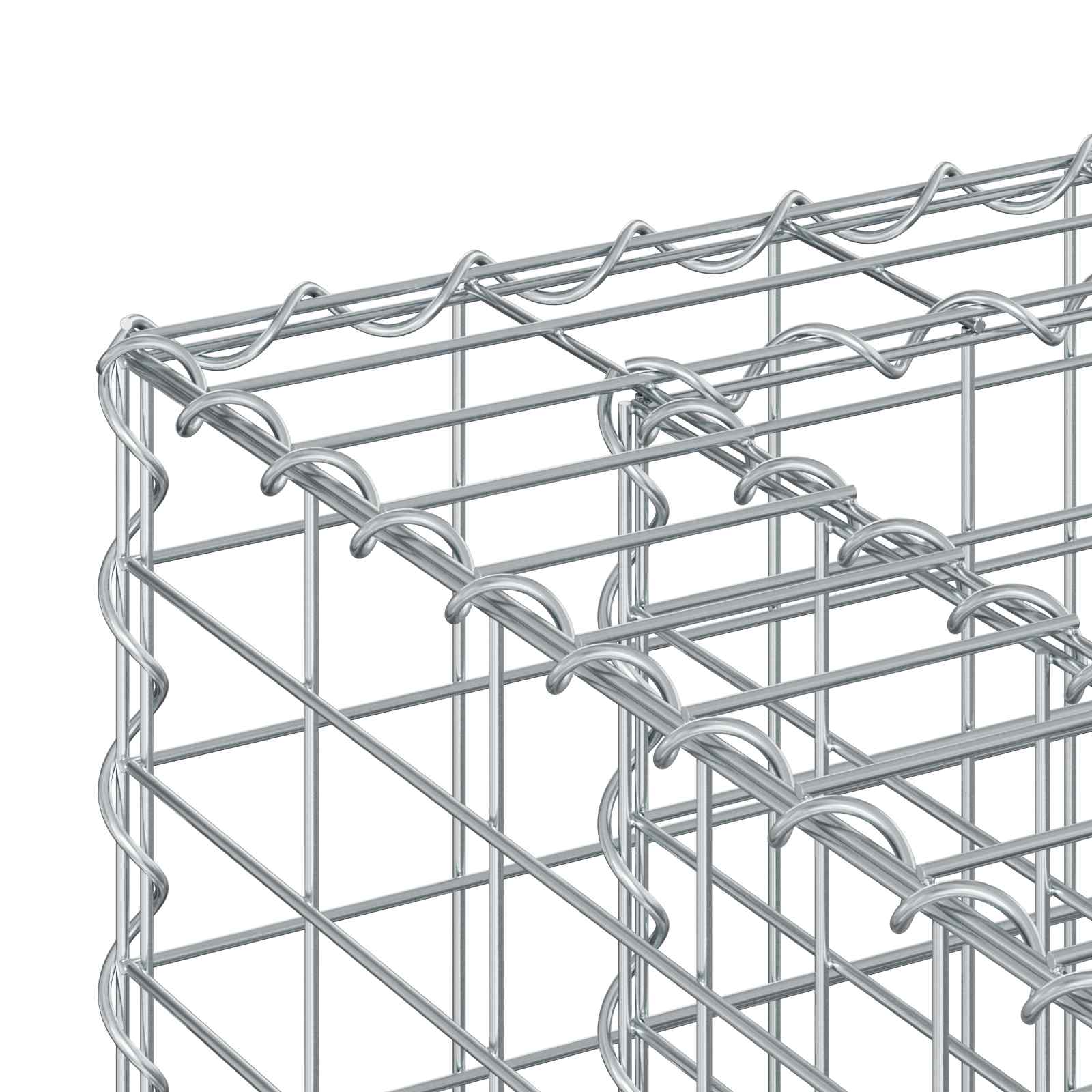 Gabionen-Hochbeet 50 x 50 x 80 cm Verzinkter Stahl Silber