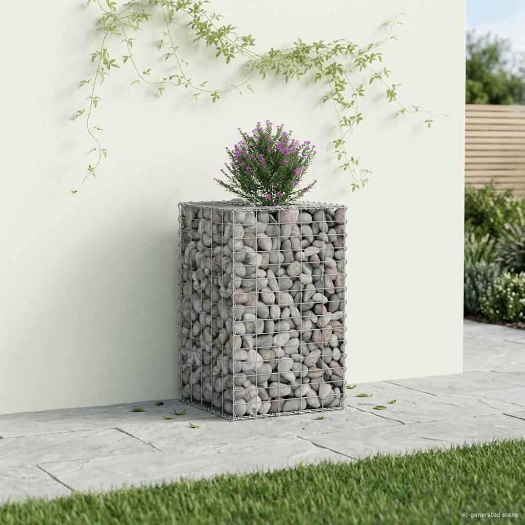 Gabionen-Hochbeet 50 x 50 x 80 cm Verzinkter Stahl Silber