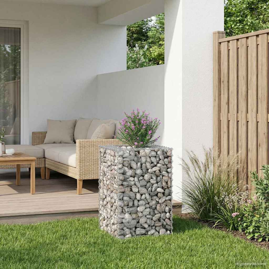 Gabionen-Hochbeet 50 x 50 x 80 cm Verzinkter Stahl Silber