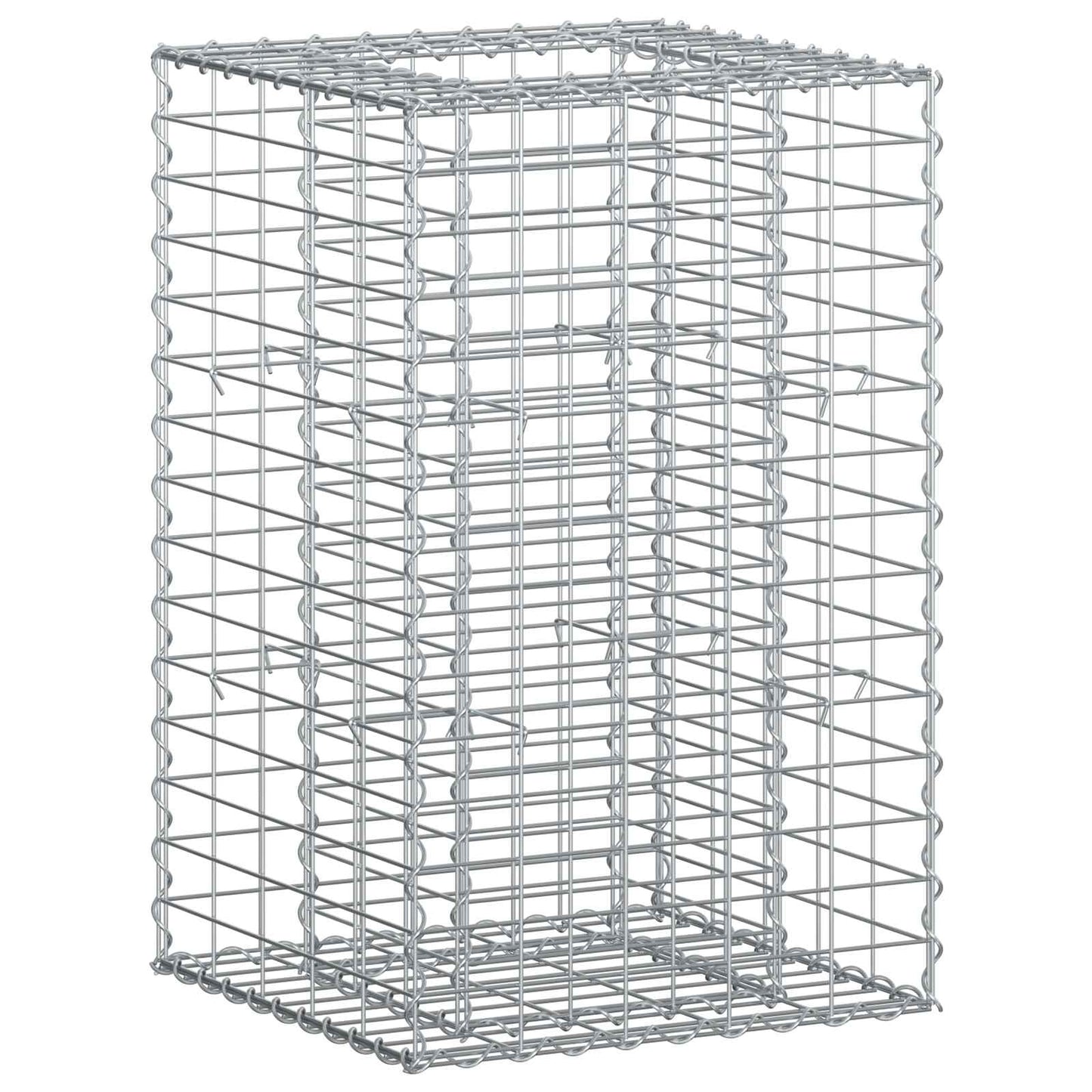 Gabionen-Hochbeet 50 x 50 x 80 cm Verzinkter Stahl Silber