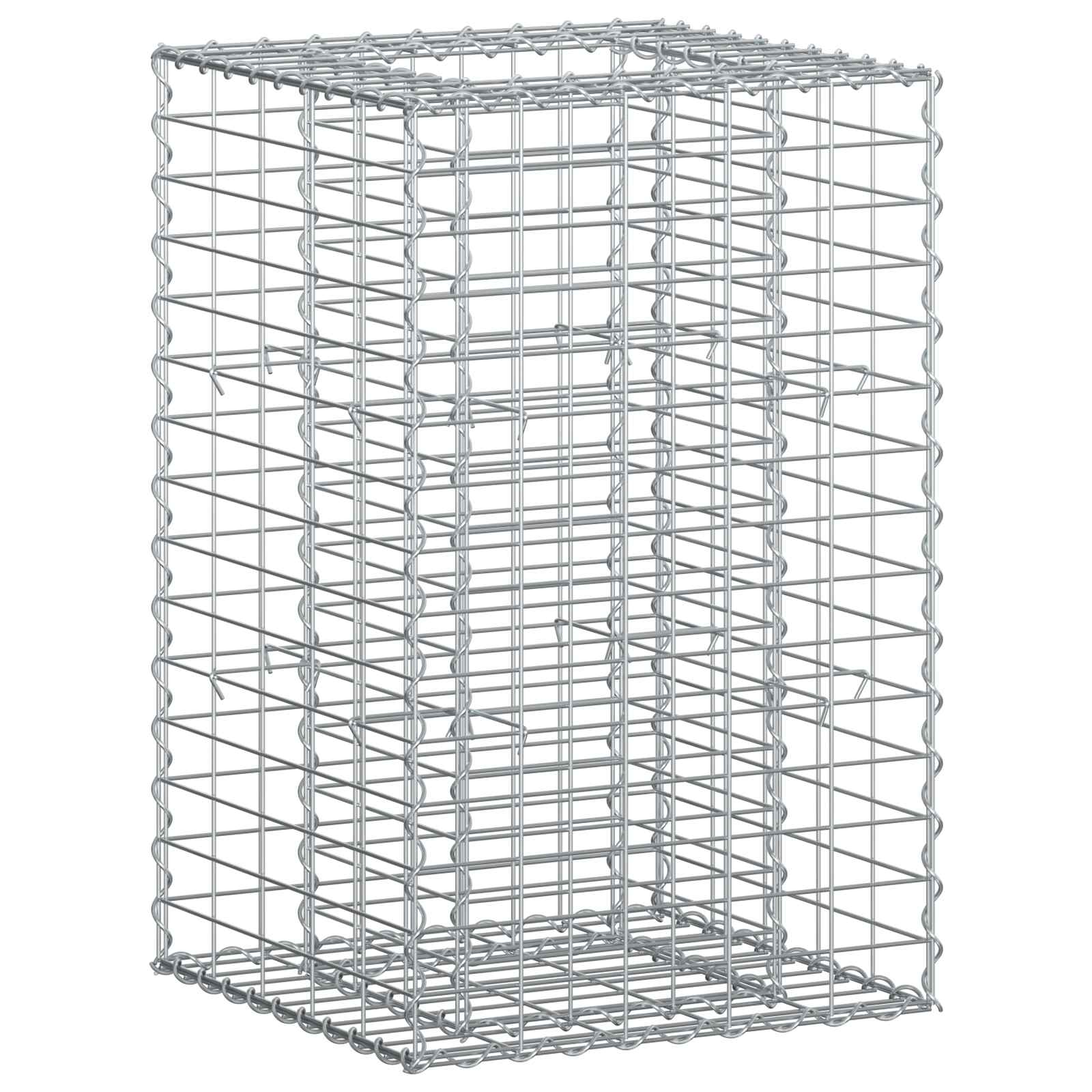 Gabionen-Hochbeet 50 x 50 x 80 cm Verzinkter Stahl Silber