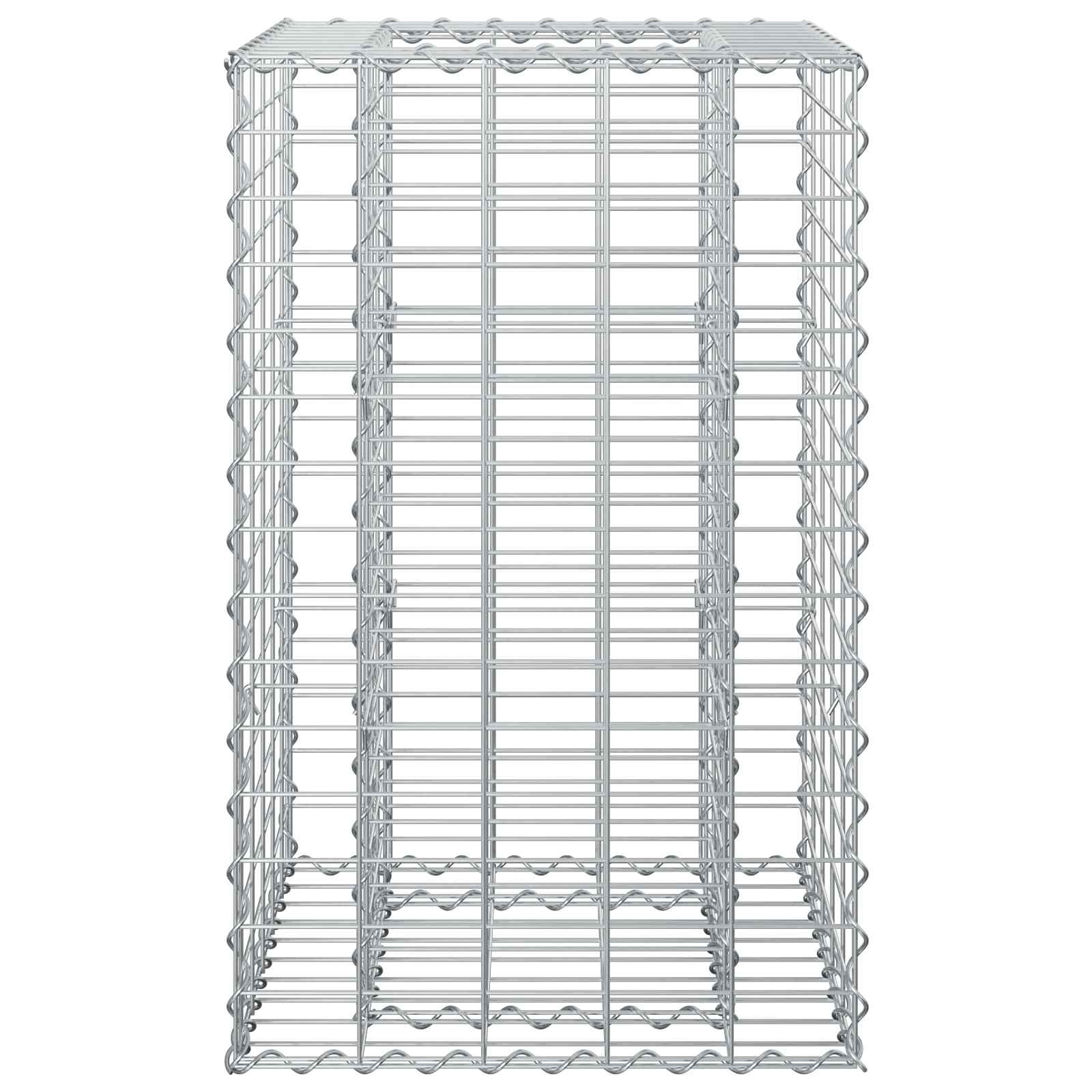 Gabionen-Hochbeet 50 x 50 x 80 cm Verzinkter Stahl Silber