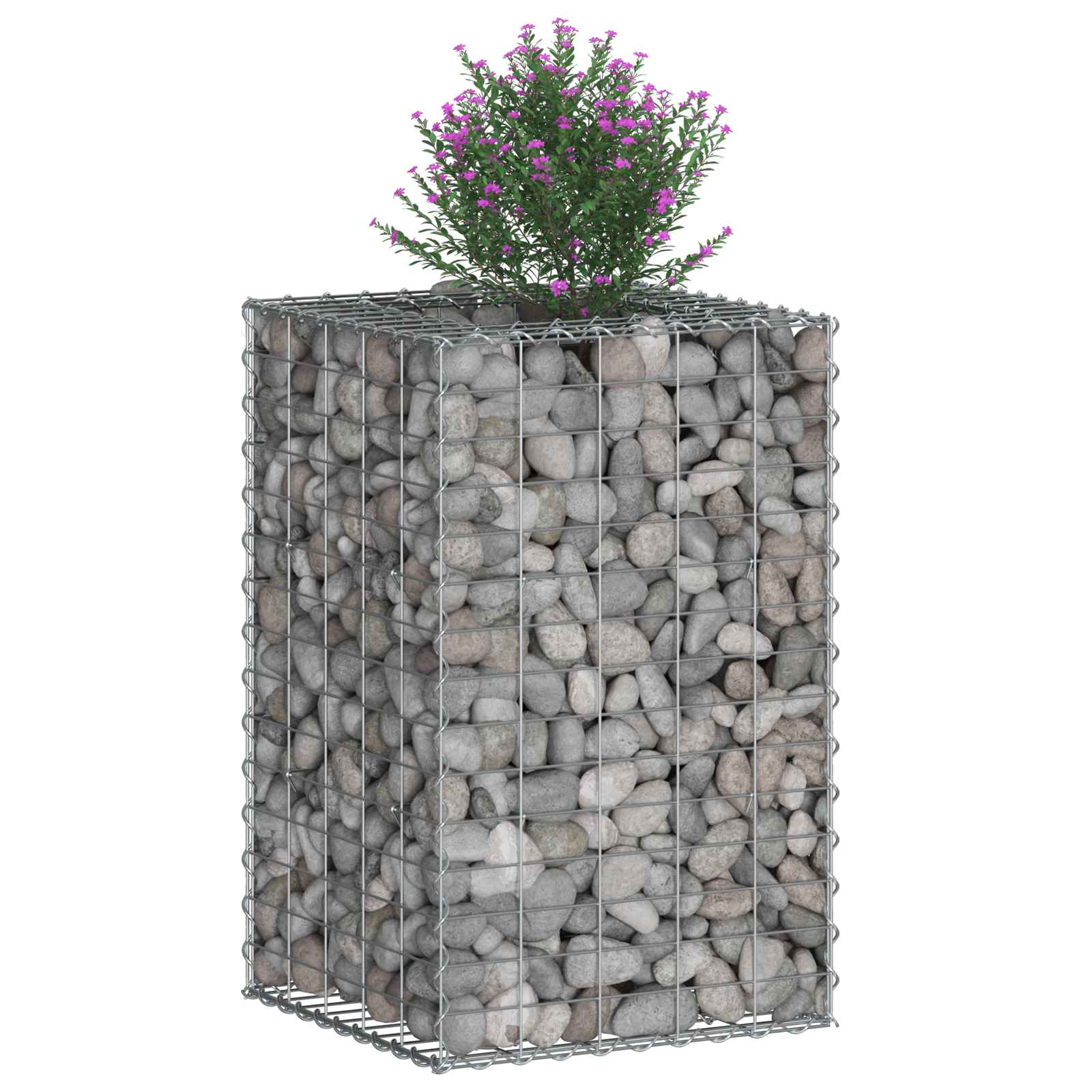 Gabionen-Hochbeet 50 x 50 x 80 cm Verzinkter Stahl Silber