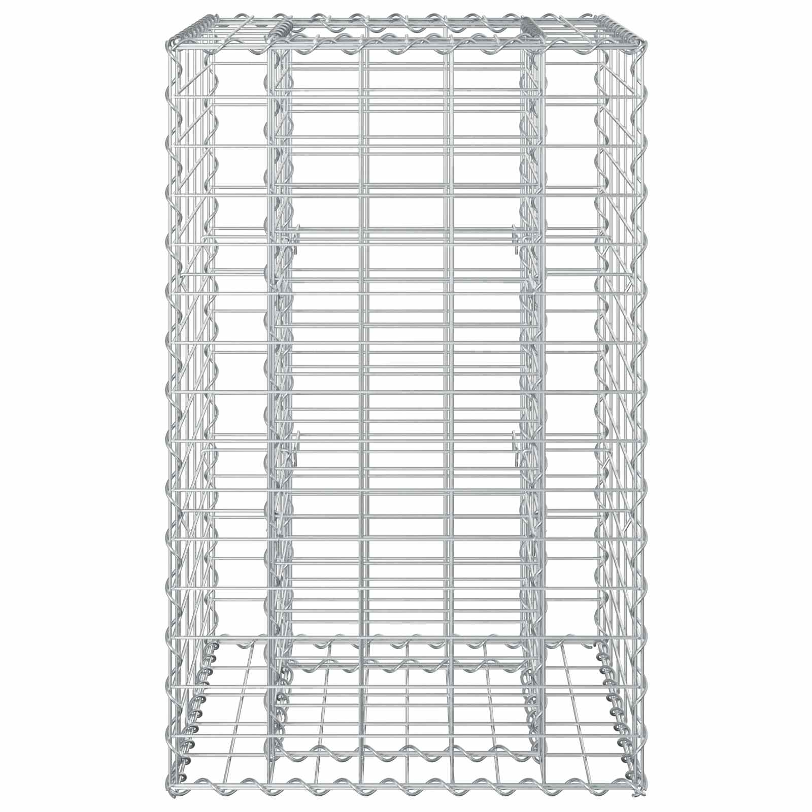 Gabionen-Hochbeet 50 x 50 x 80 cm Verzinkter Stahl Silber