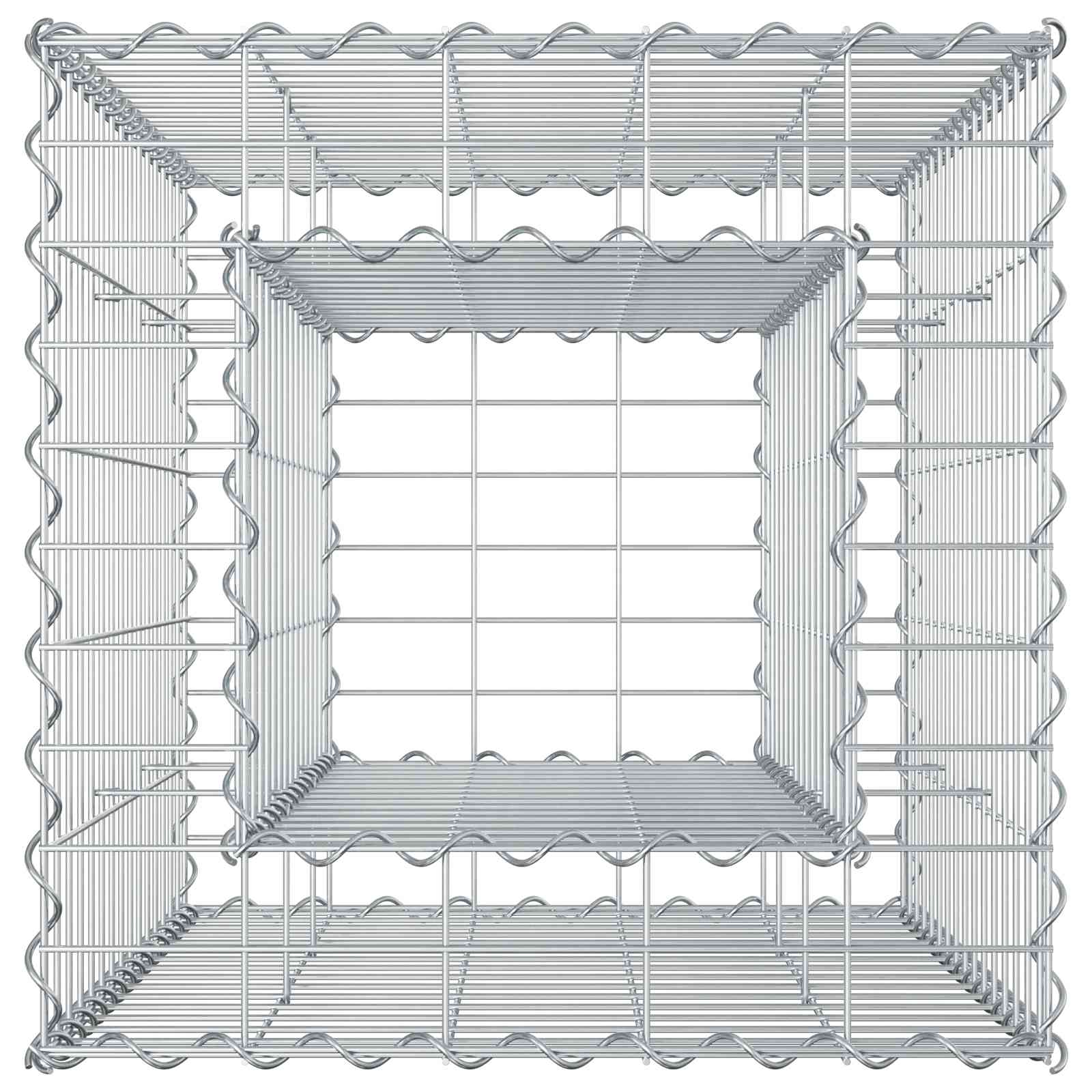 Gabionen-Hochbeet 50 x 50 x 80 cm Verzinkter Stahl Silber
